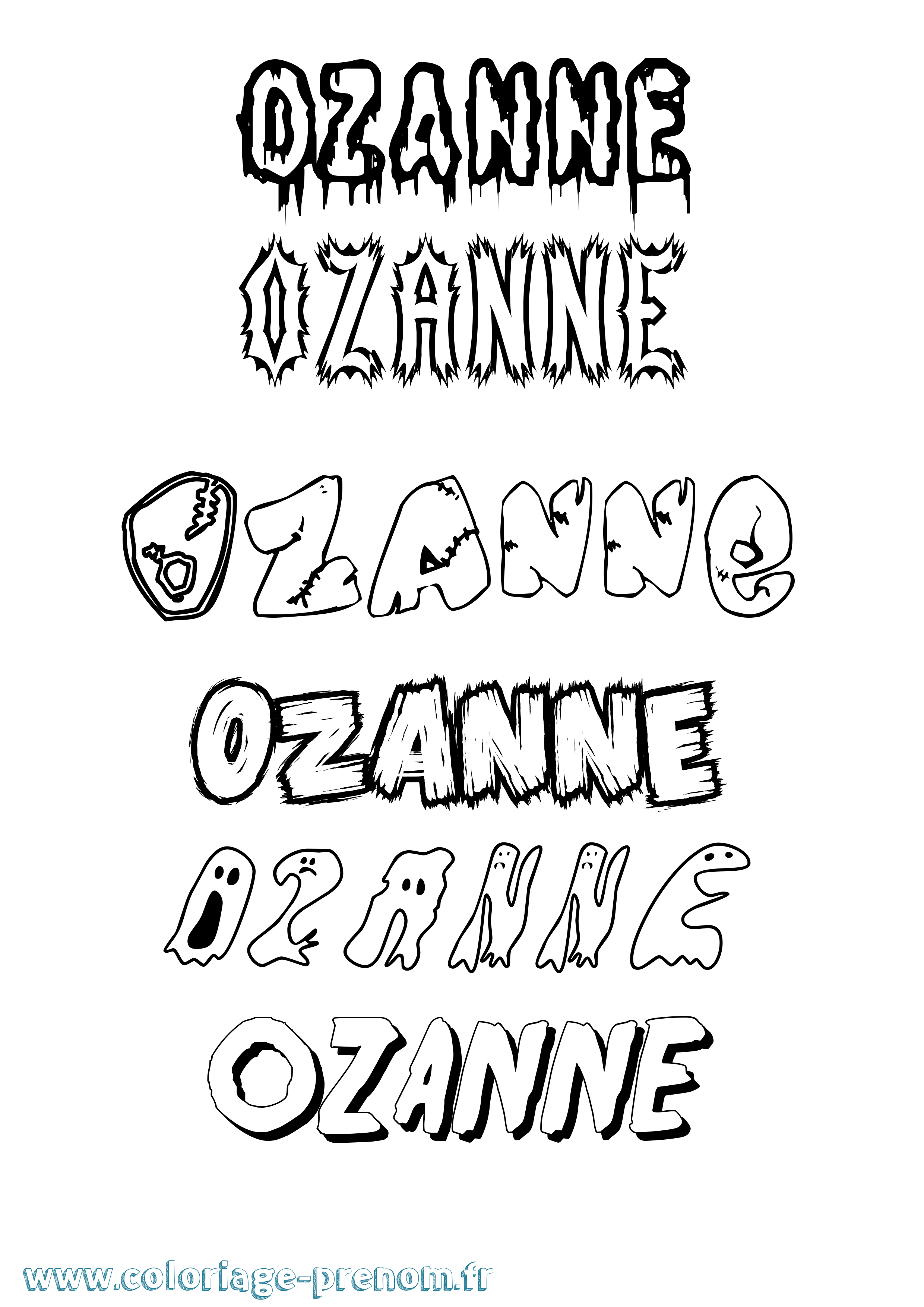 Coloriage Ozanne Frisson Coloriage prénom Ozanne Frisson