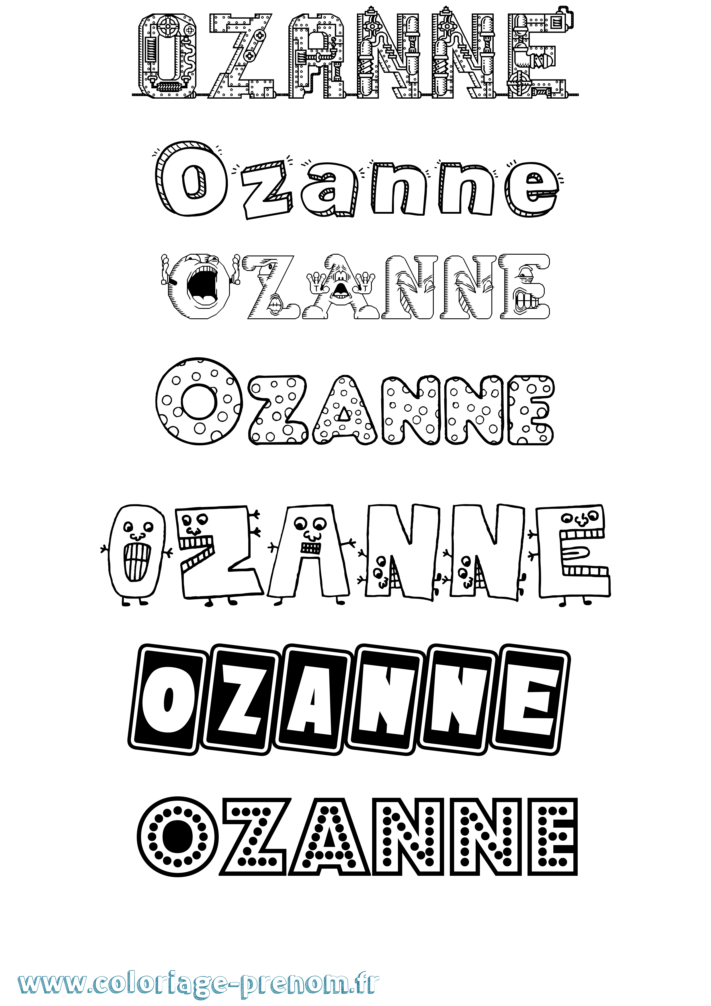 Coloriage Ozanne Fun Coloriage prénom Ozanne Fun