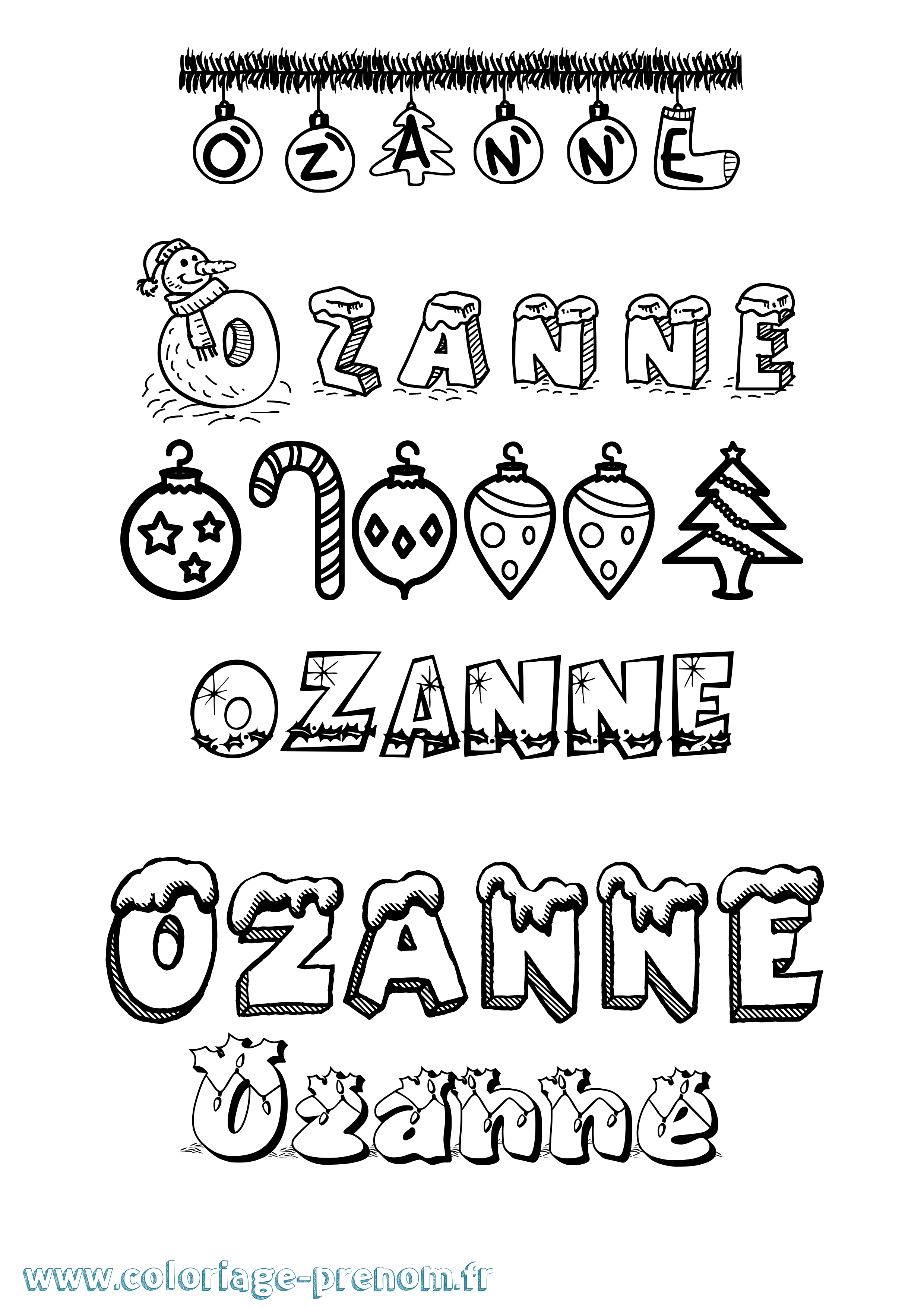 Coloriage Ozanne Noël Coloriage prénom Ozanne Noël