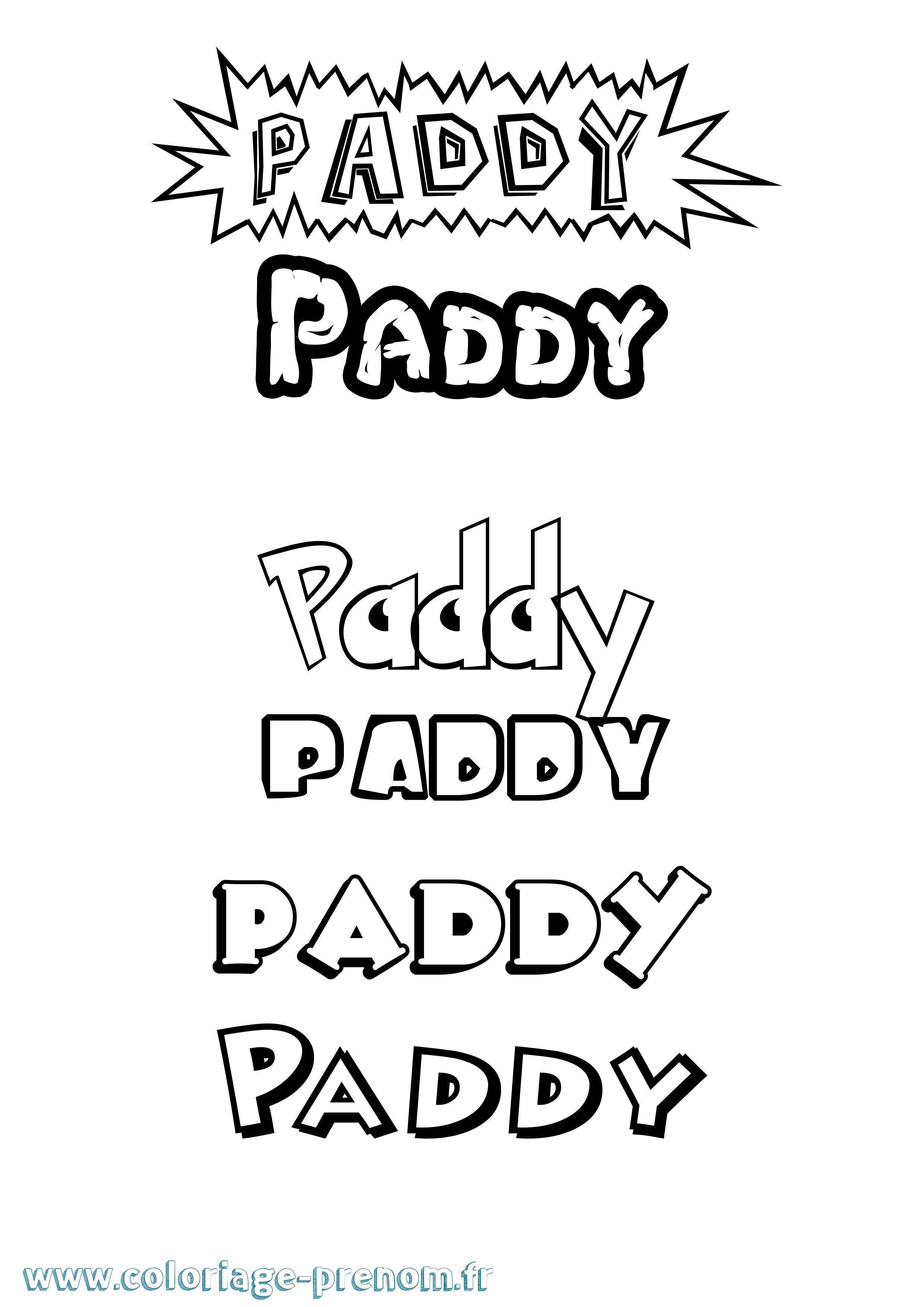Coloriage Paddy Dessin Animé Coloriage prénom Paddy Dessin Animé