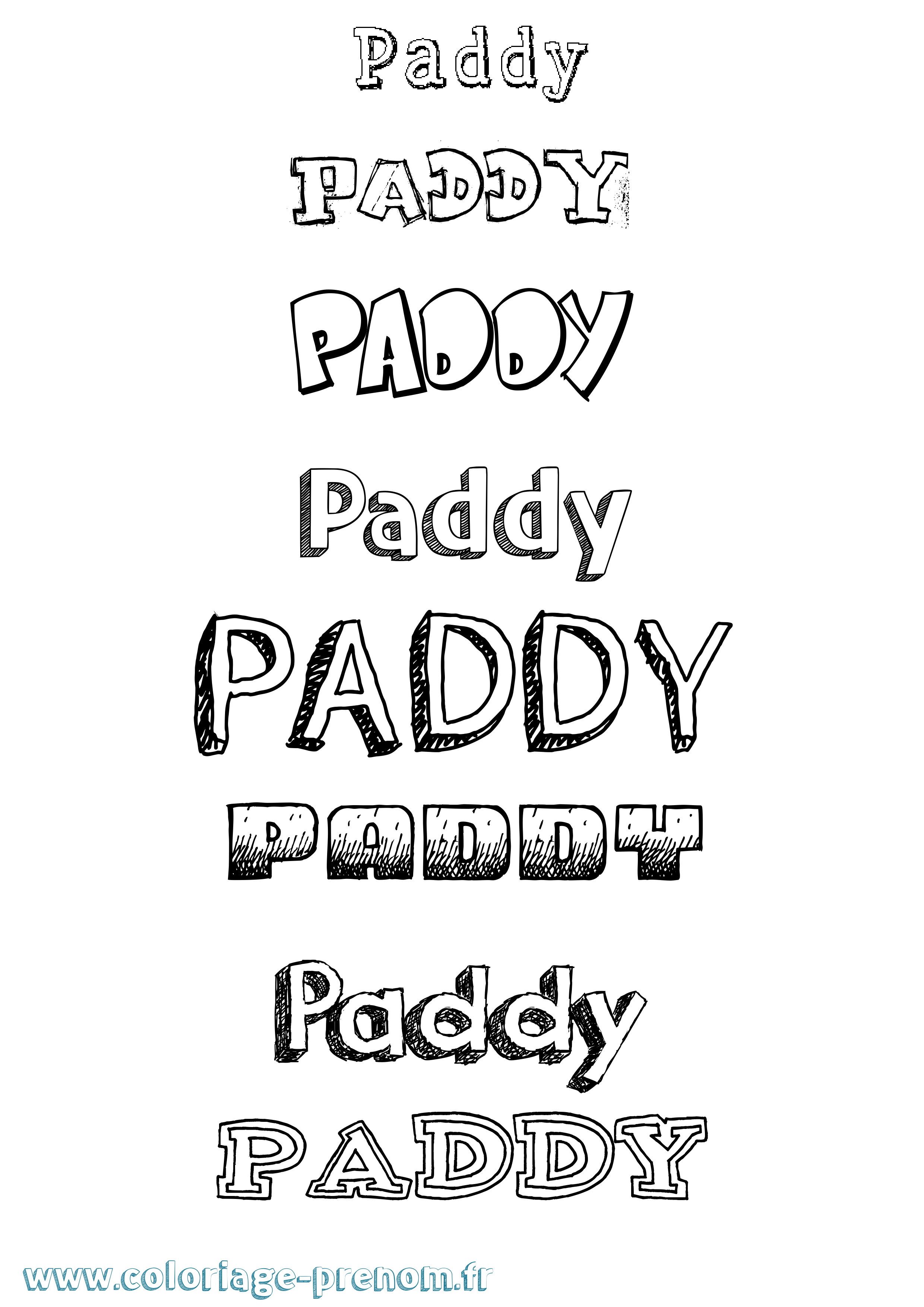 Coloriage Paddy Dessiné Coloriage prénom Paddy Dessiné