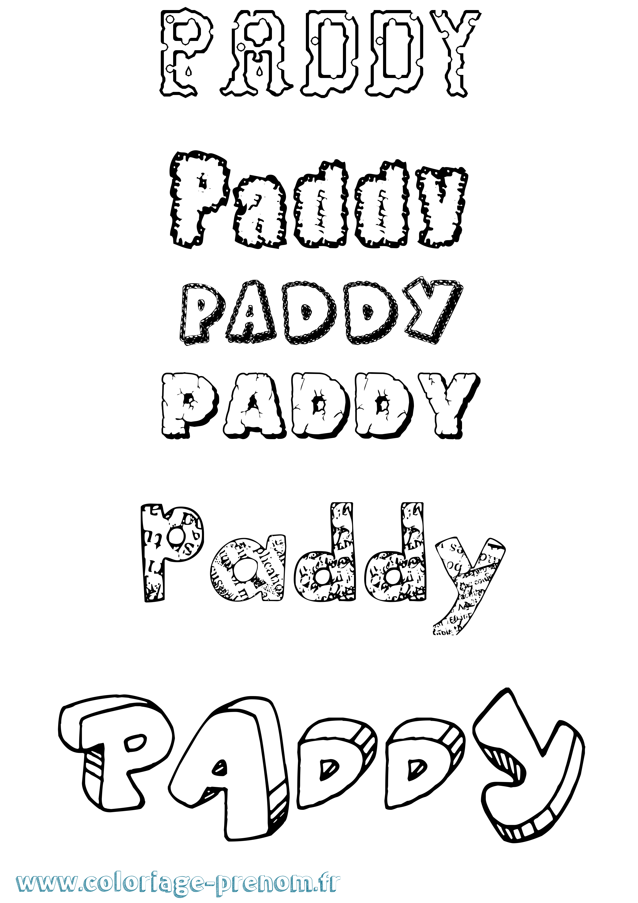 Coloriage Paddy Destructuré Coloriage prénom Paddy Destructuré