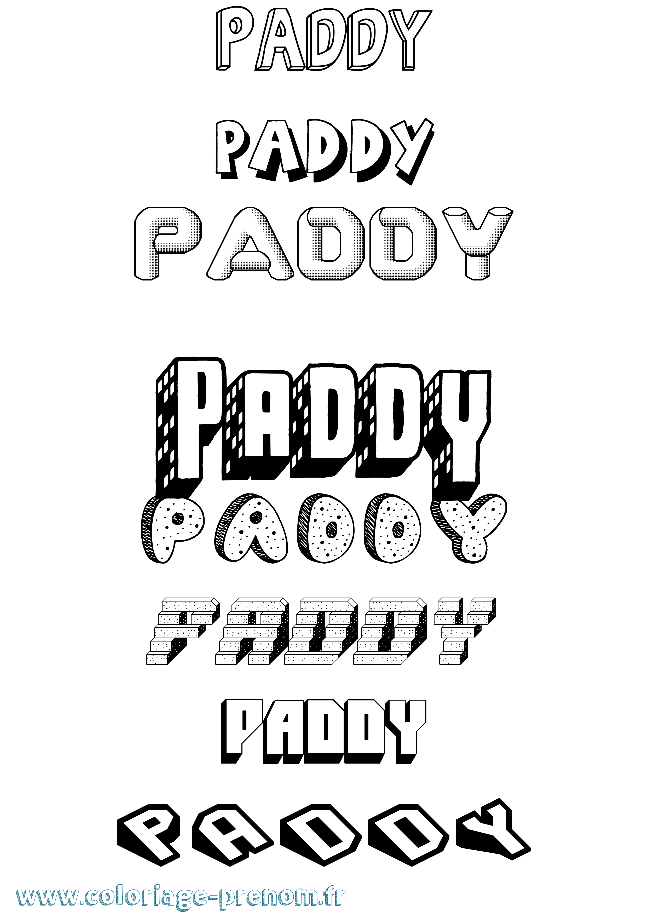 Coloriage Paddy Effet 3D Coloriage prénom Paddy Effet 3D