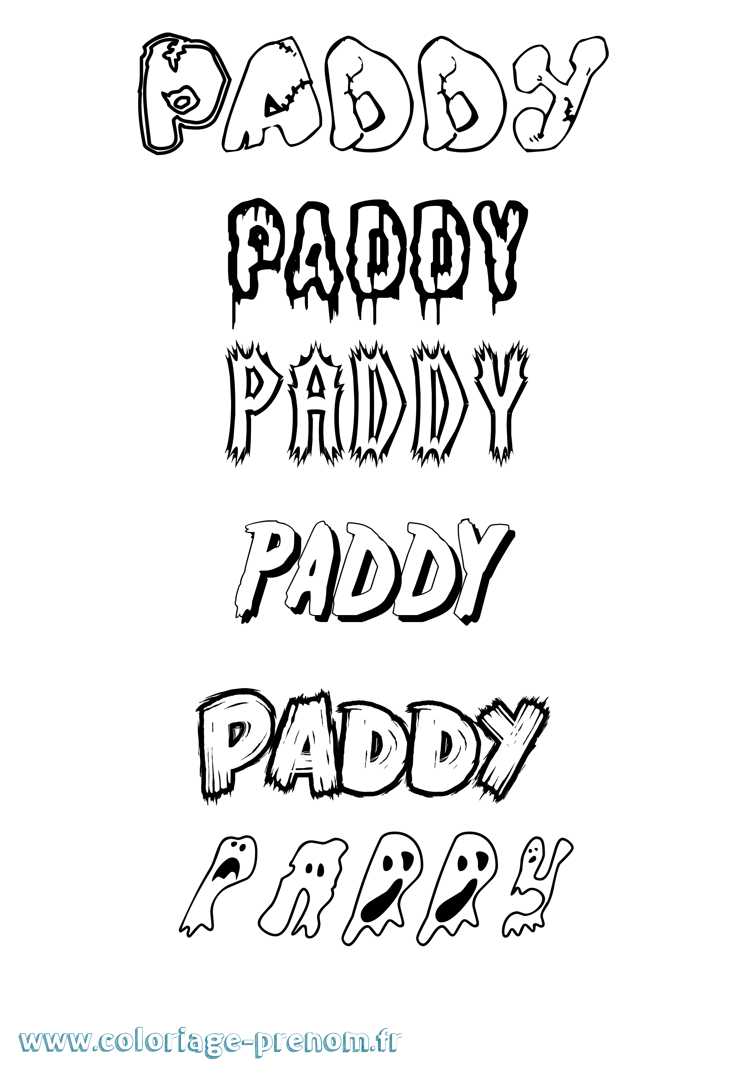 Coloriage Paddy Frisson Coloriage prénom Paddy Frisson