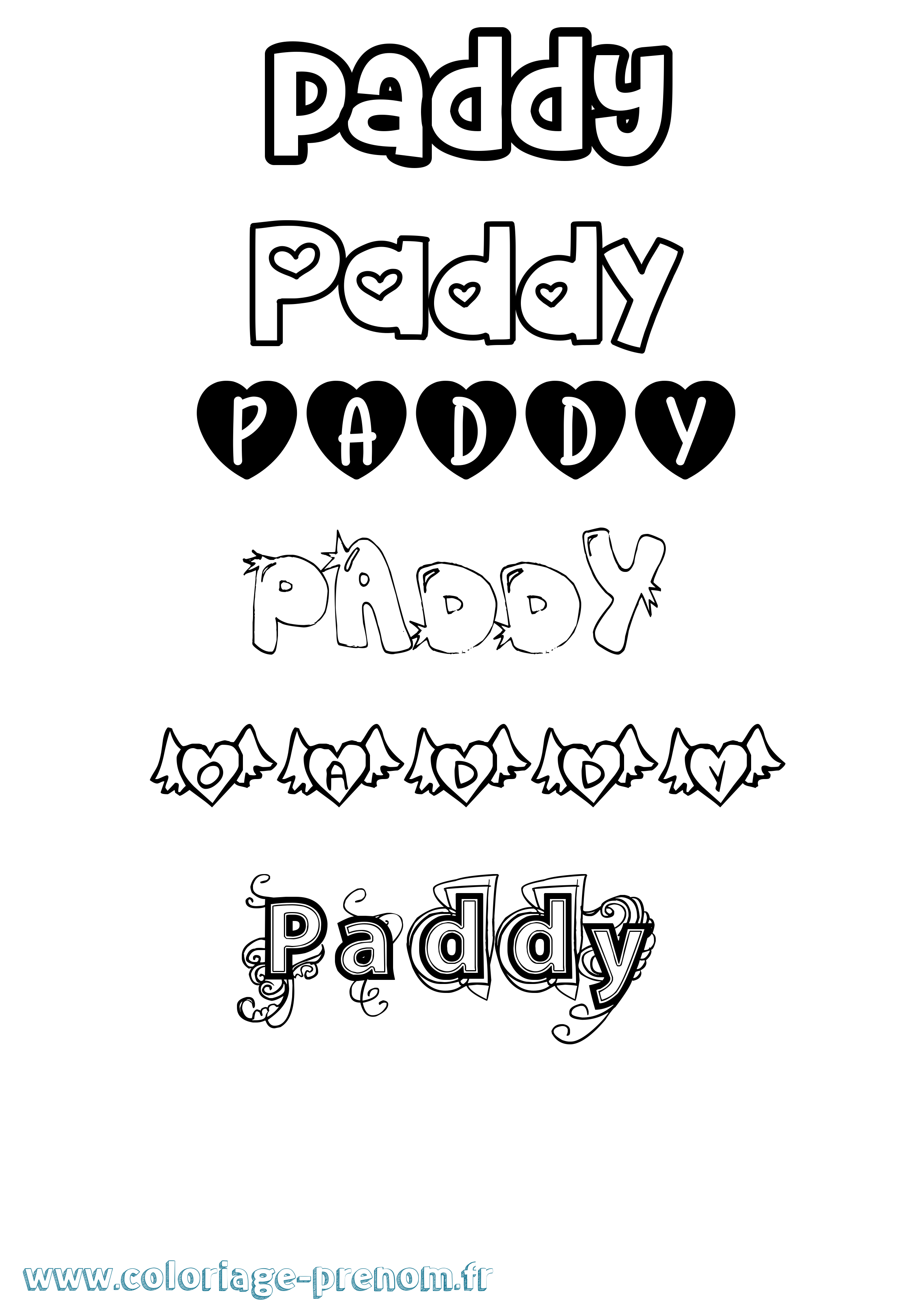 Coloriage Paddy Girly Coloriage prénom Paddy Girly