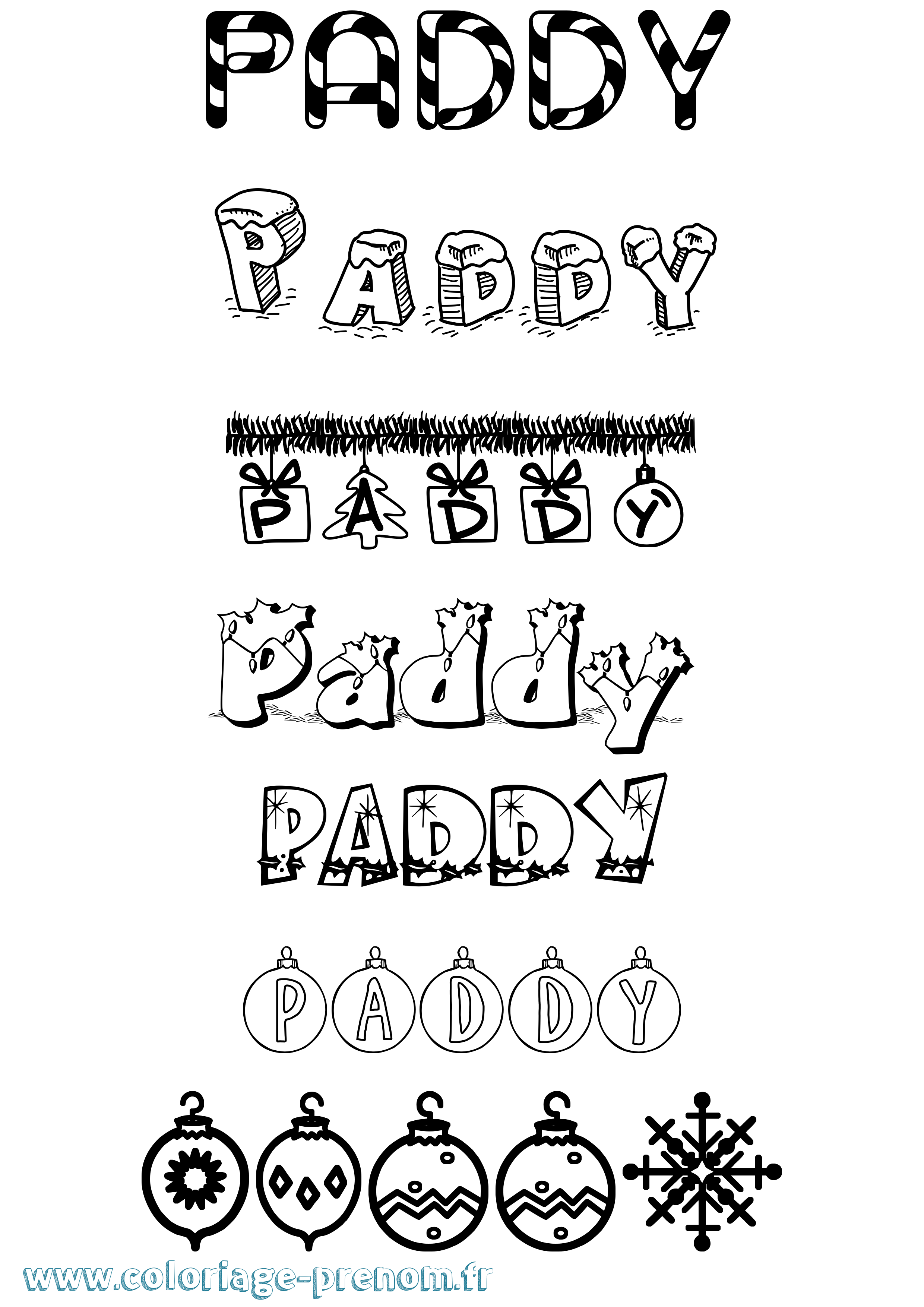Coloriage Paddy Noël Coloriage prénom Paddy Noël