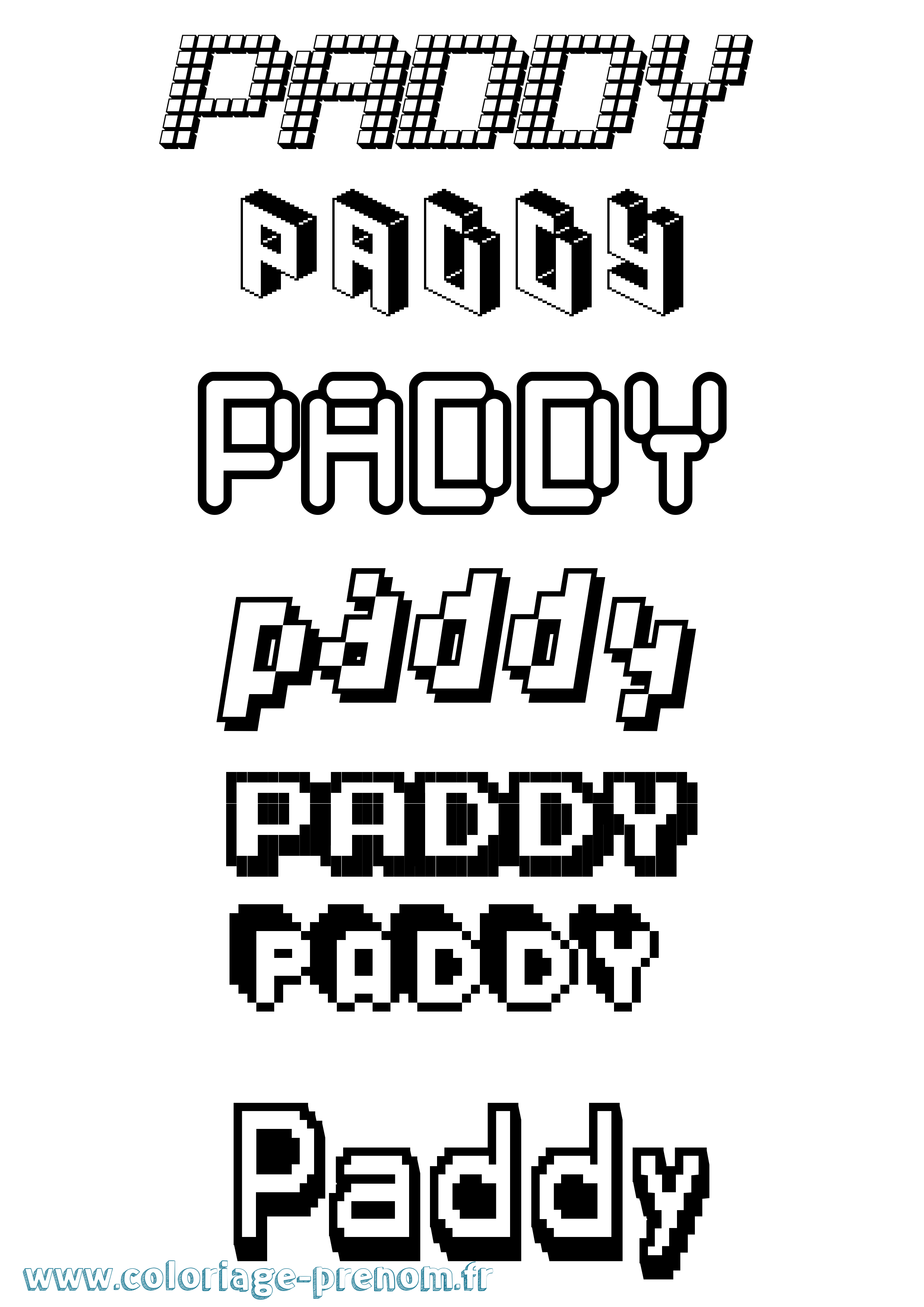 Coloriage Paddy Pixel Coloriage prénom Paddy Pixel