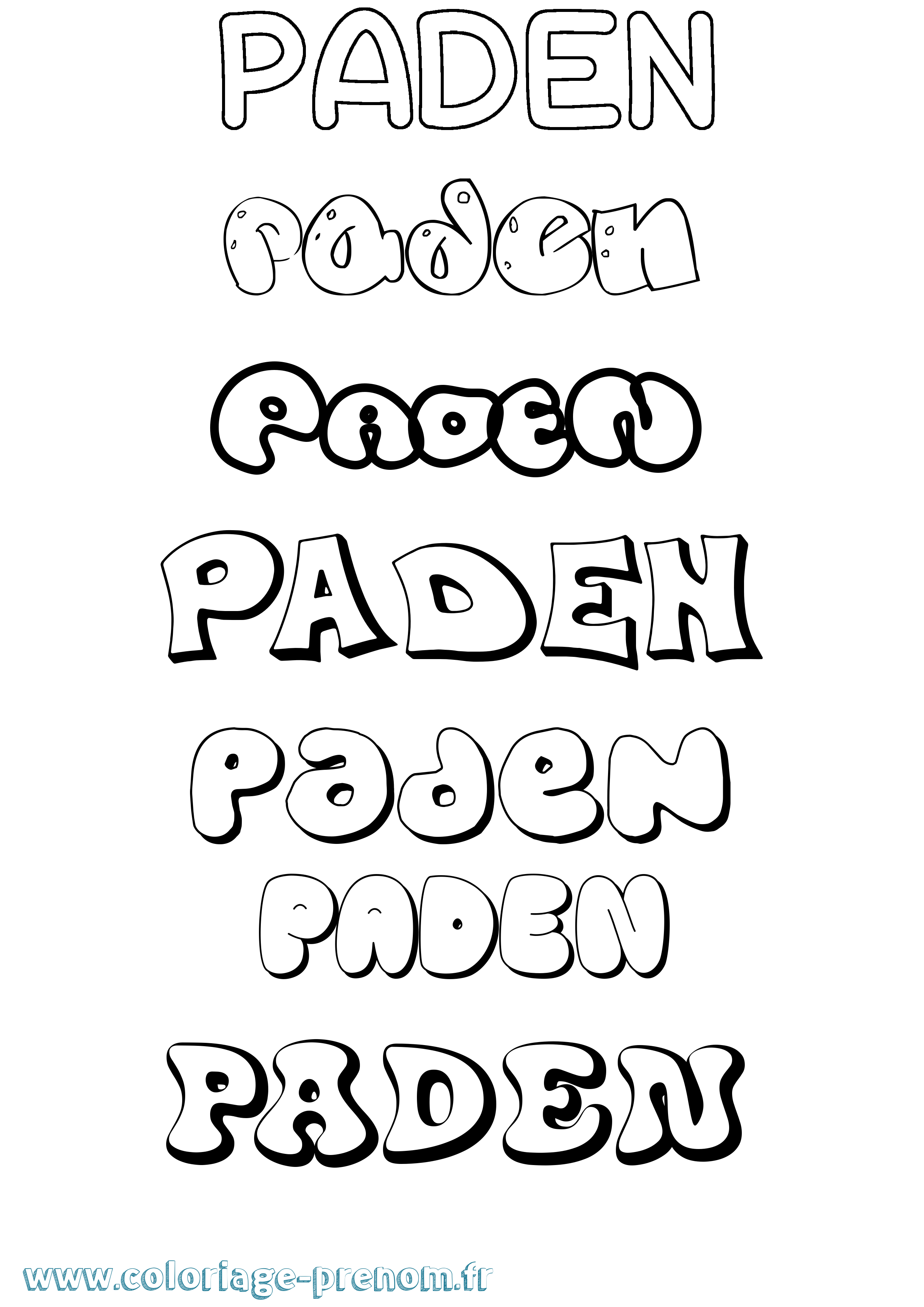 Coloriage Paden Bubble Coloriage prénom Paden Bubble