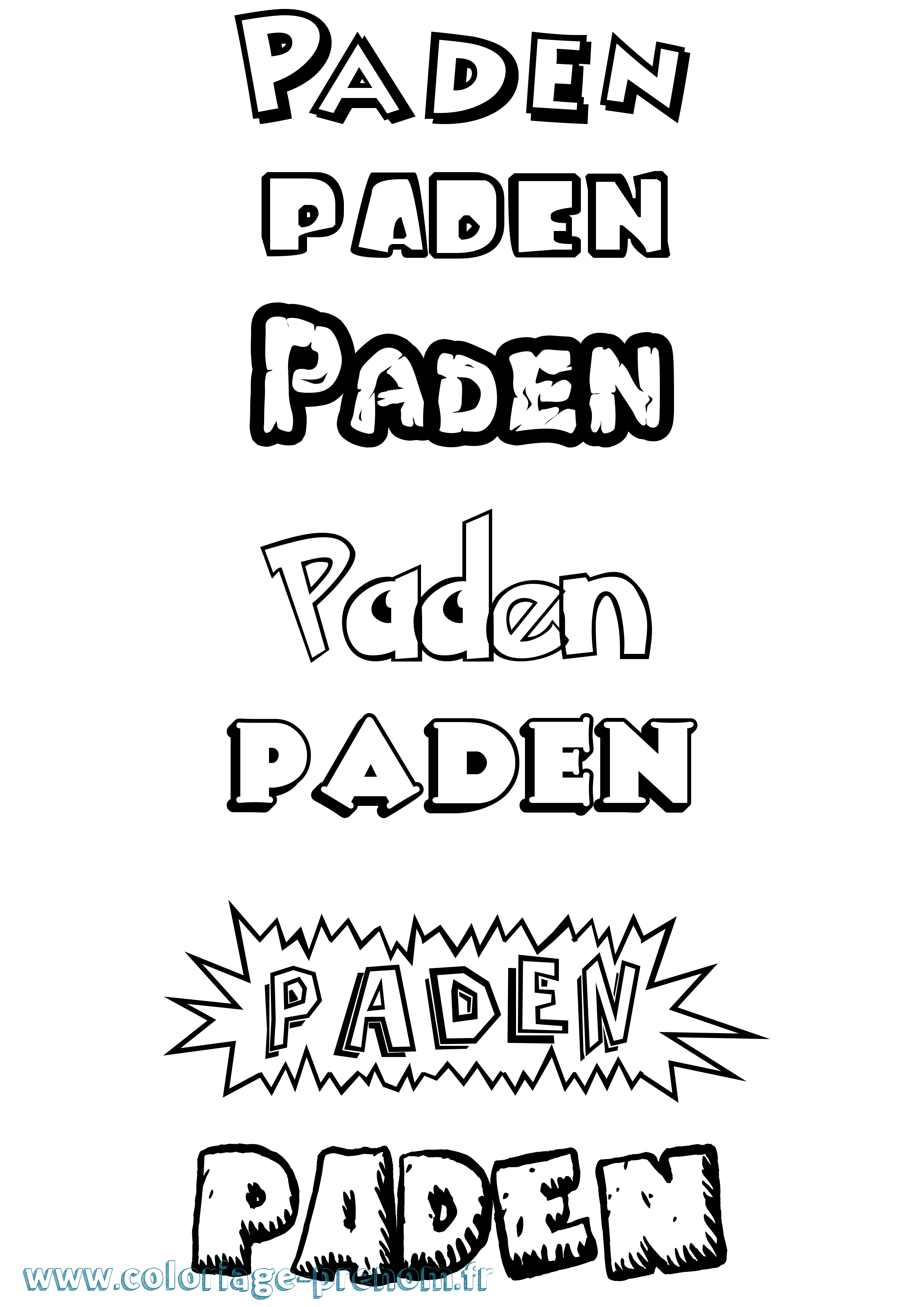 Coloriage Paden Dessin Animé Coloriage prénom Paden Dessin Animé
