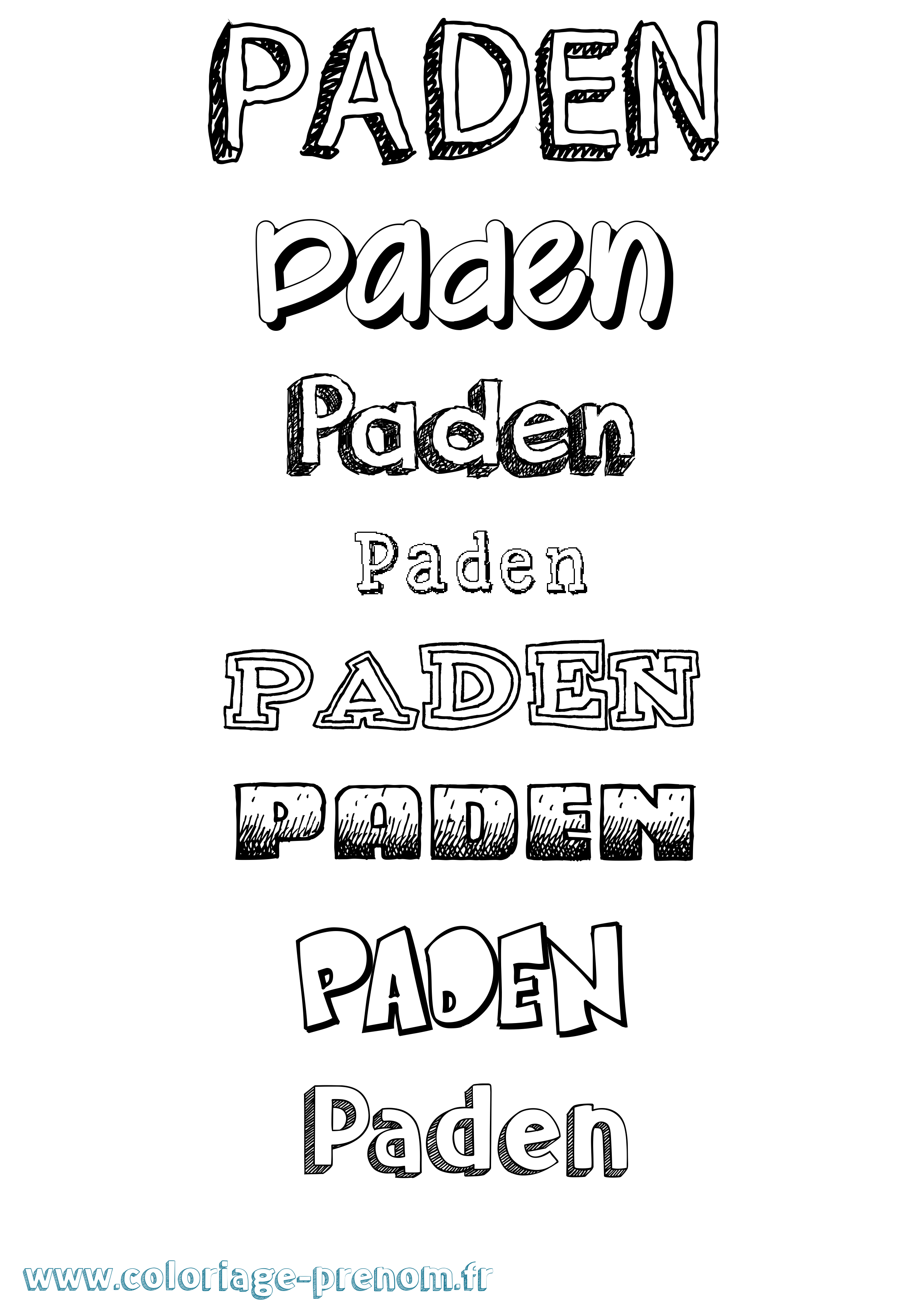 Coloriage Paden Dessiné Coloriage prénom Paden Dessiné