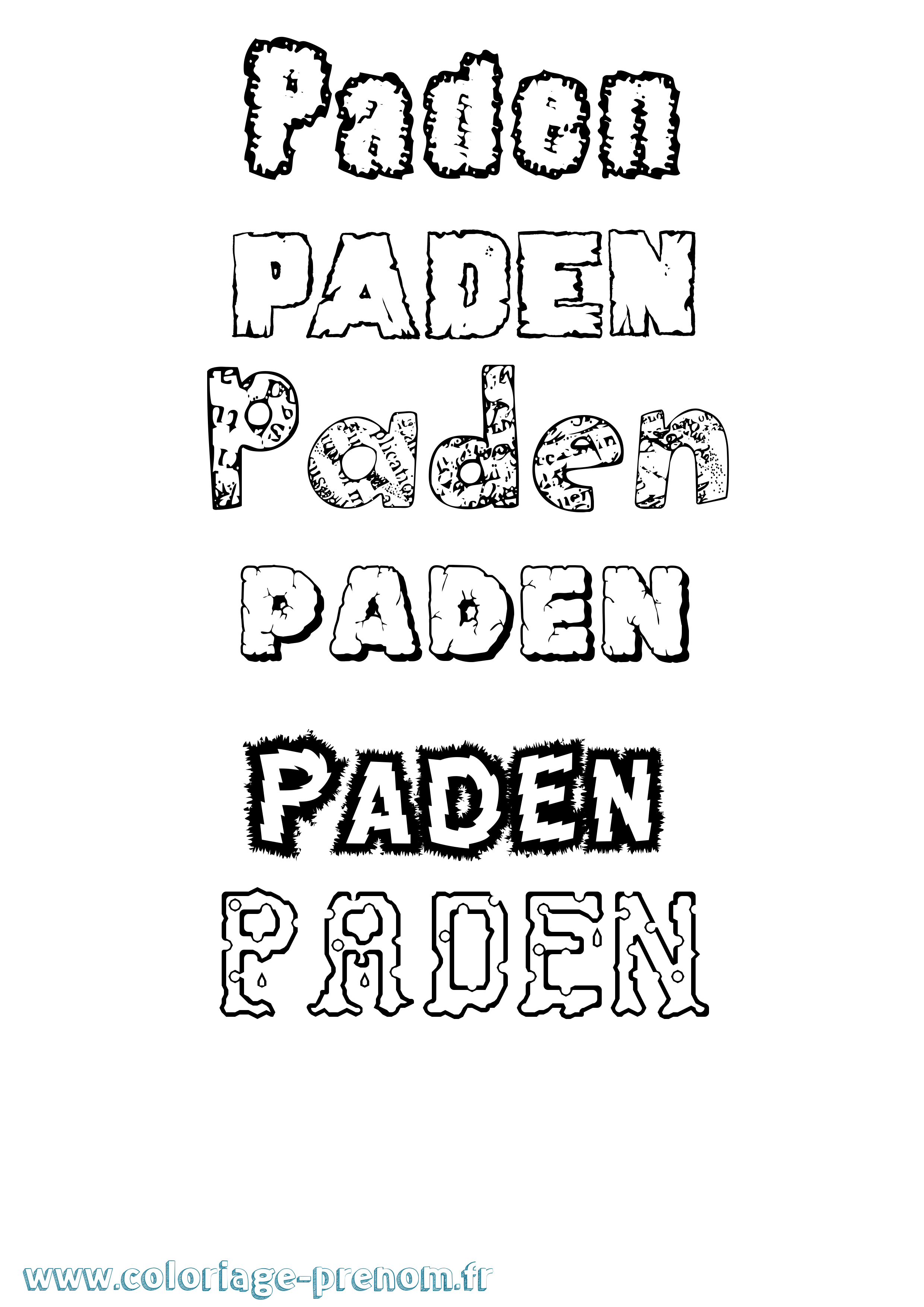 Coloriage Paden Destructuré Coloriage prénom Paden Destructuré