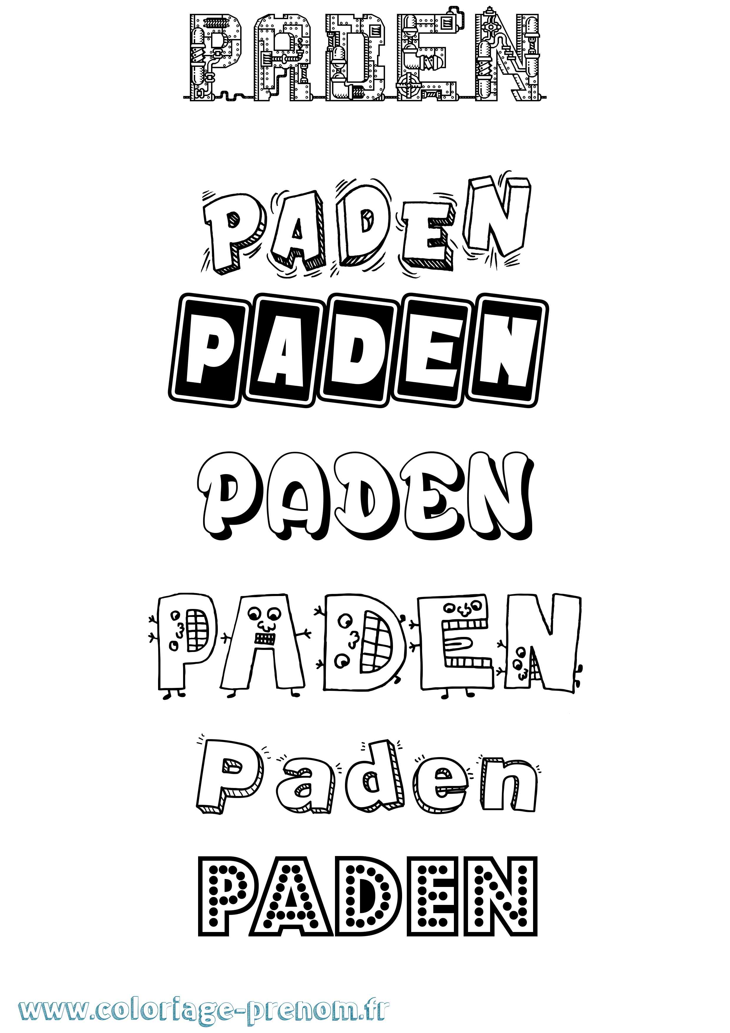 Coloriage Paden Fun Coloriage prénom Paden Fun