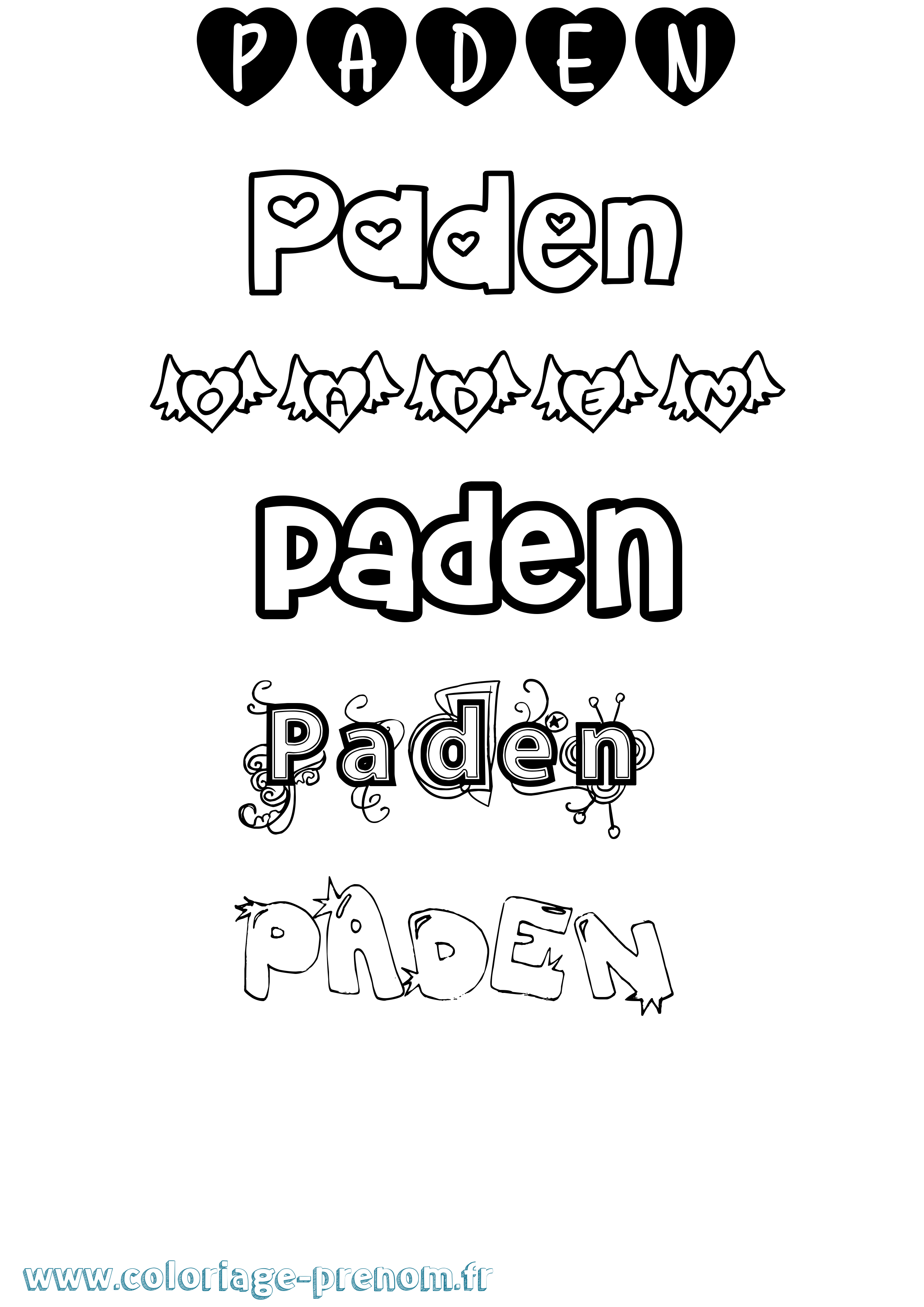 Coloriage Paden Girly Coloriage prénom Paden Girly