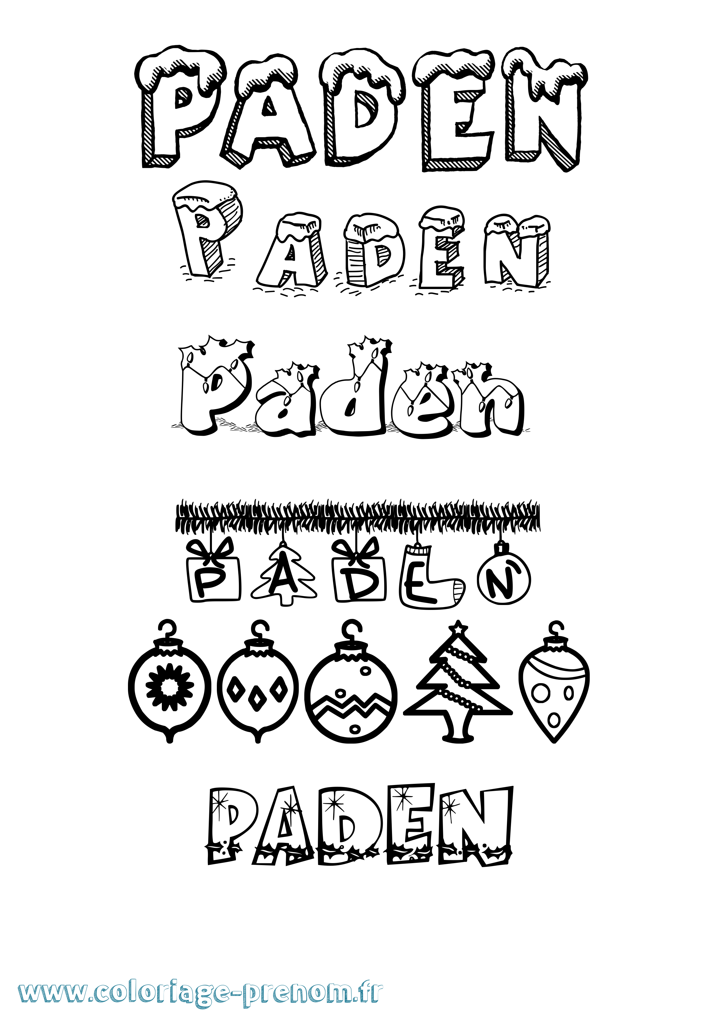 Coloriage Paden Noël Coloriage prénom Paden Noël