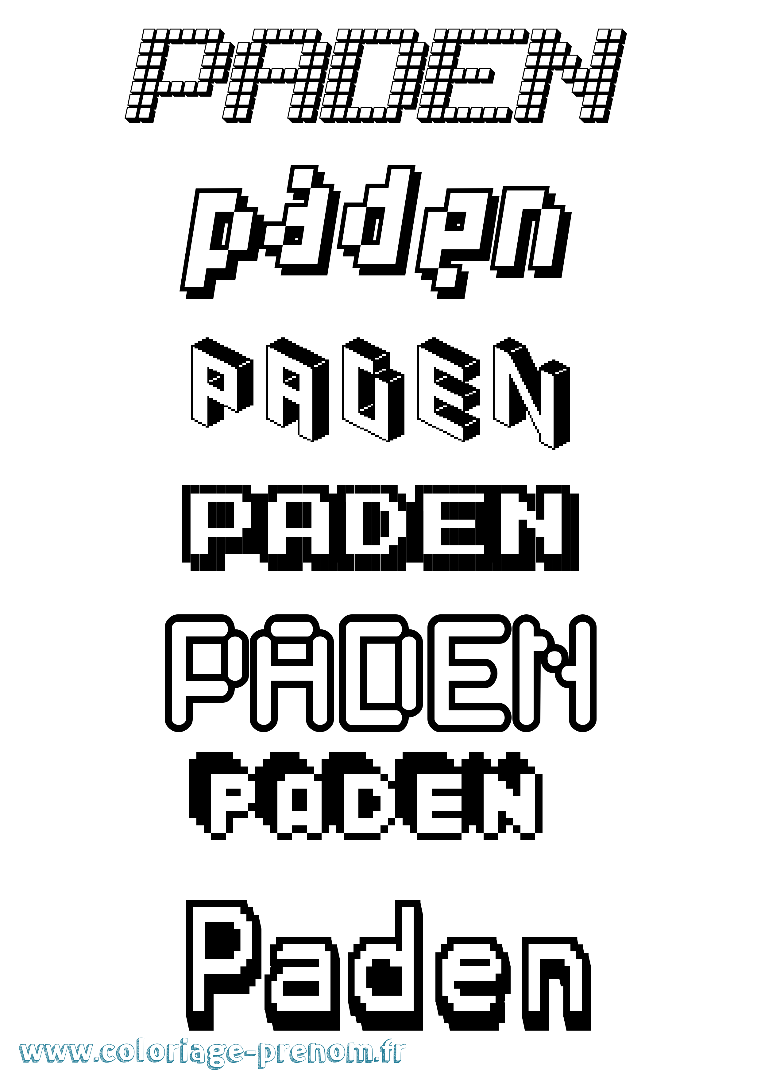Coloriage Paden Pixel Coloriage prénom Paden Pixel