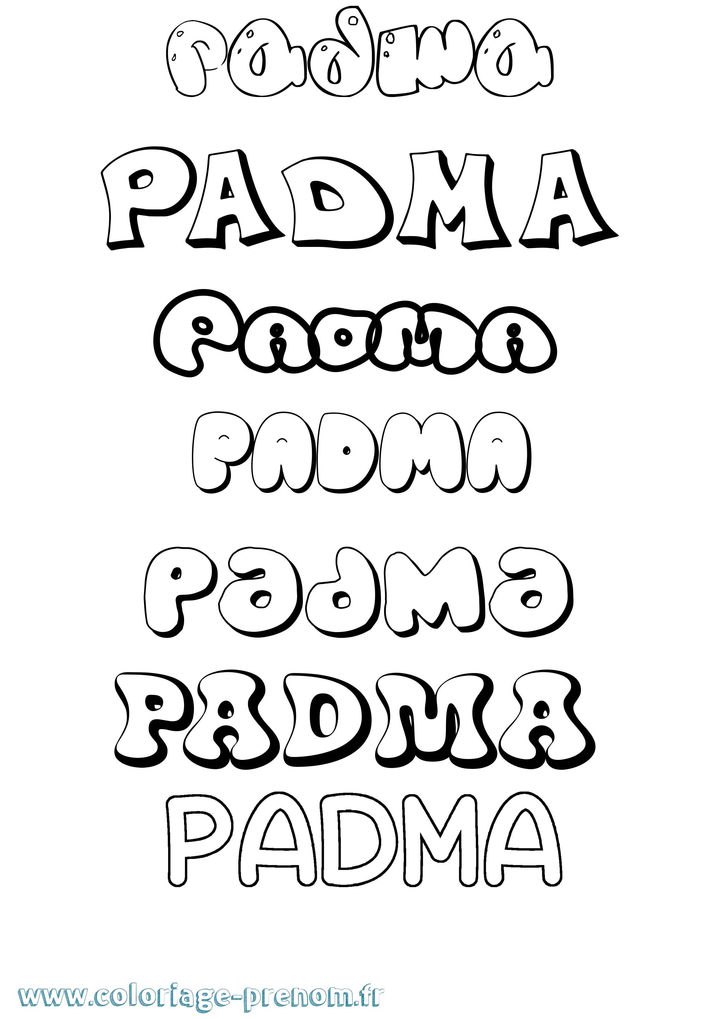 Coloriage Padma Bubble Coloriage prénom Padma Bubble