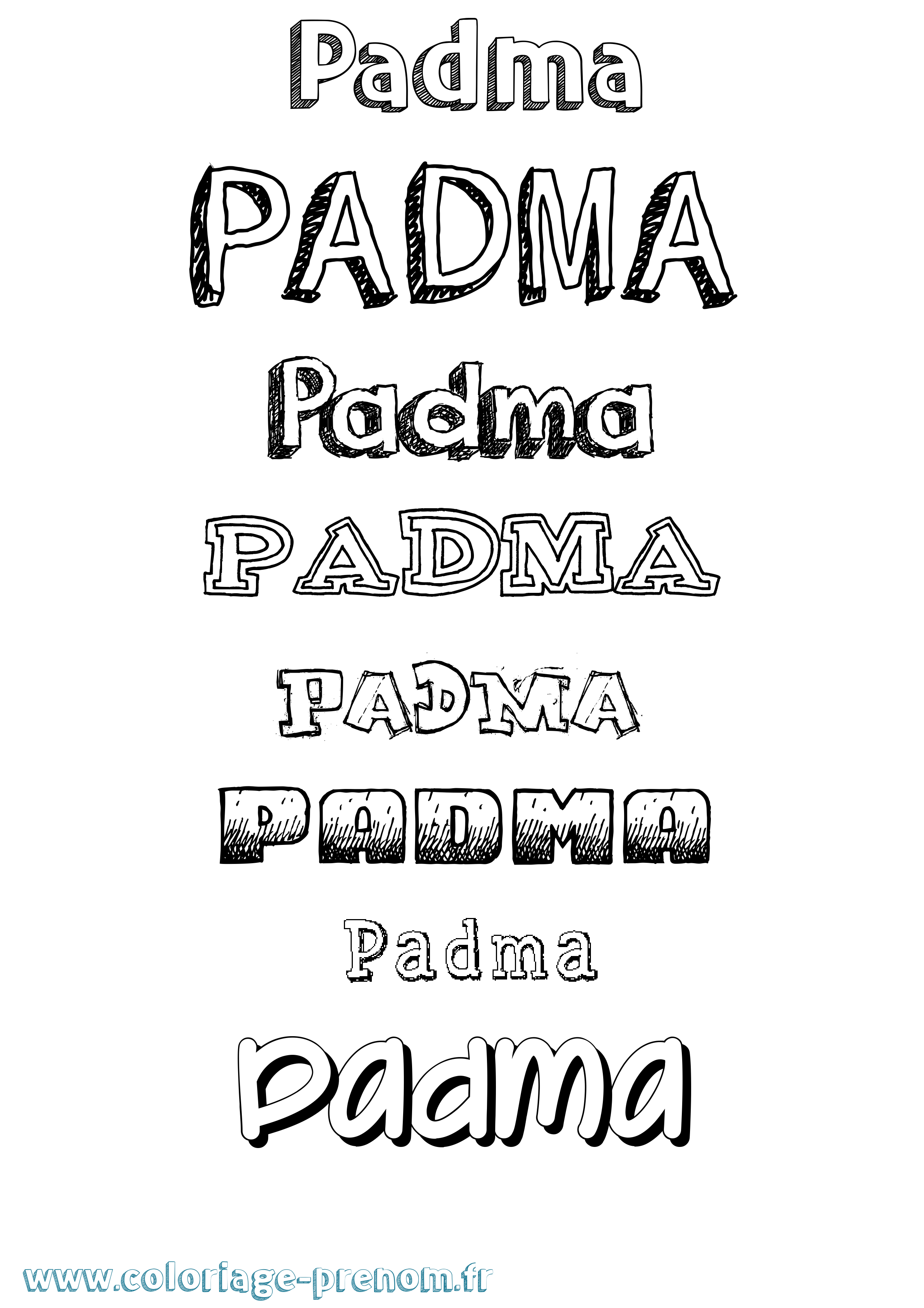 Coloriage Padma Dessiné Coloriage prénom Padma Dessiné