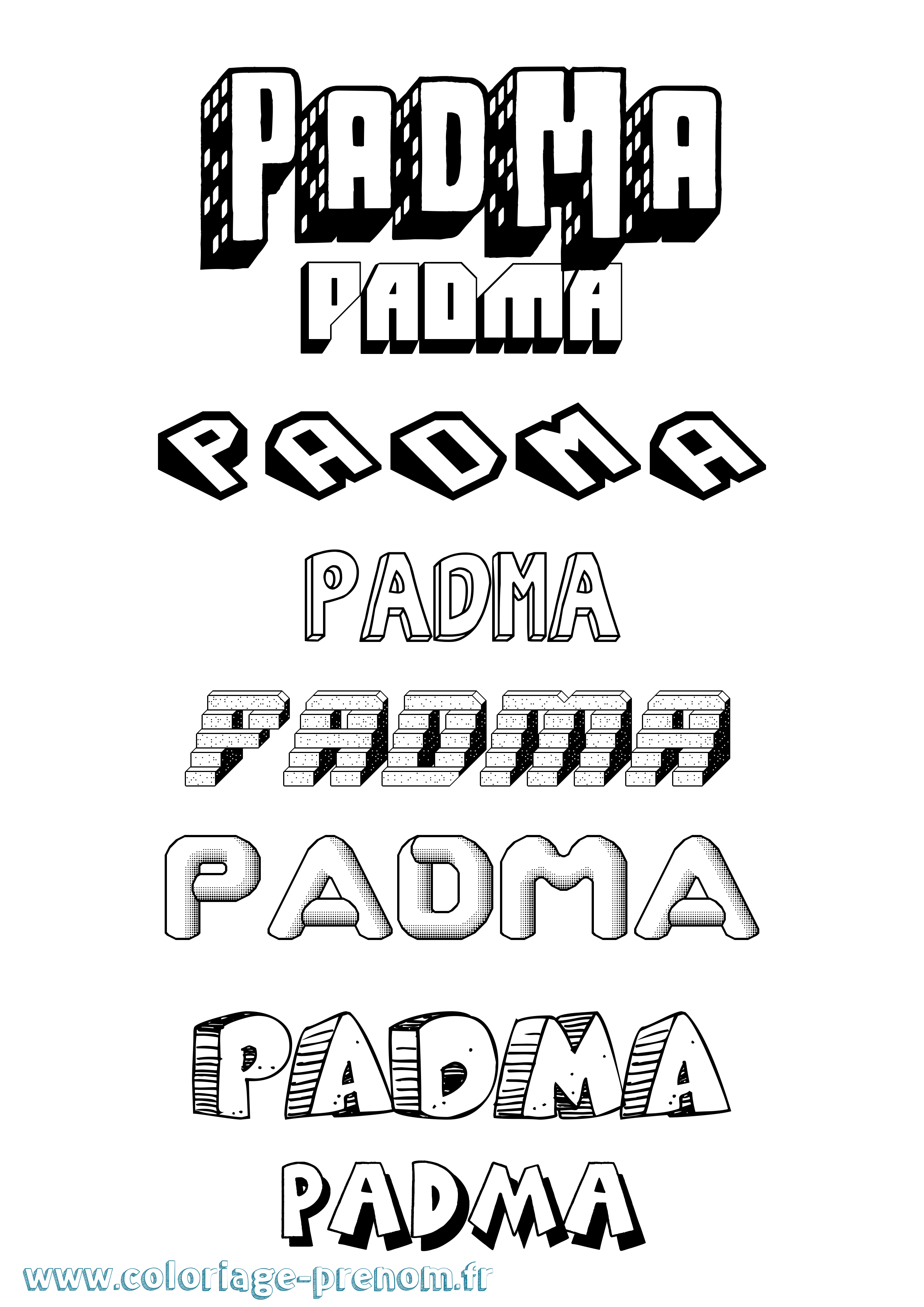 Coloriage Padma Effet 3D Coloriage prénom Padma Effet 3D