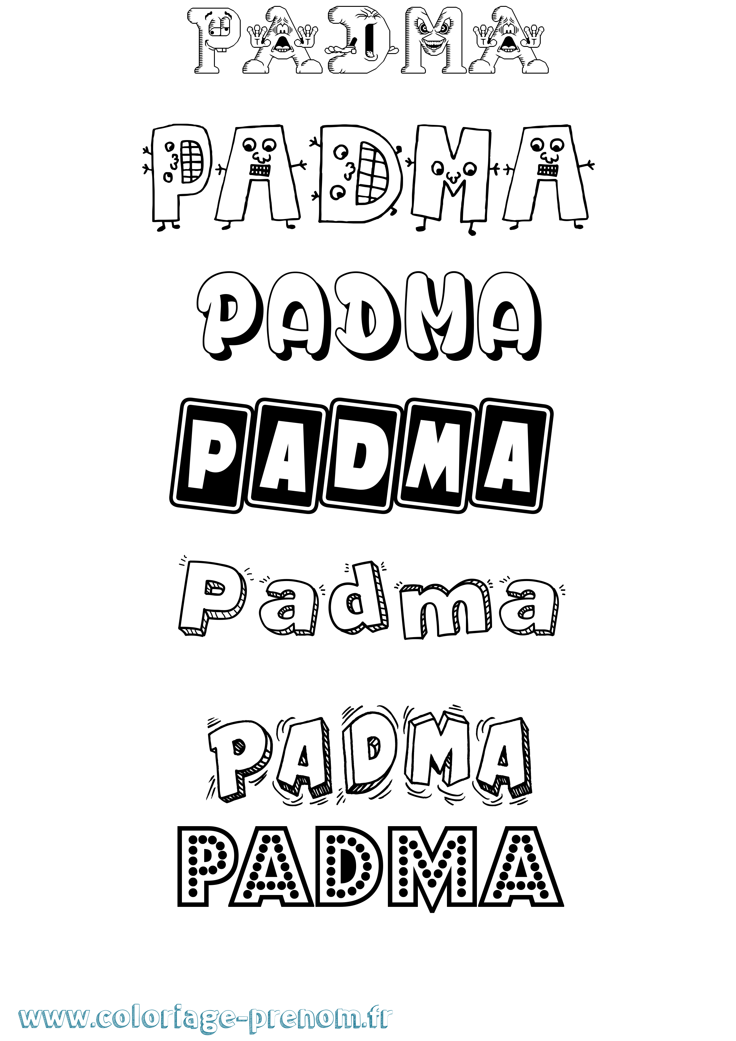 Coloriage Padma Fun Coloriage prénom Padma Fun