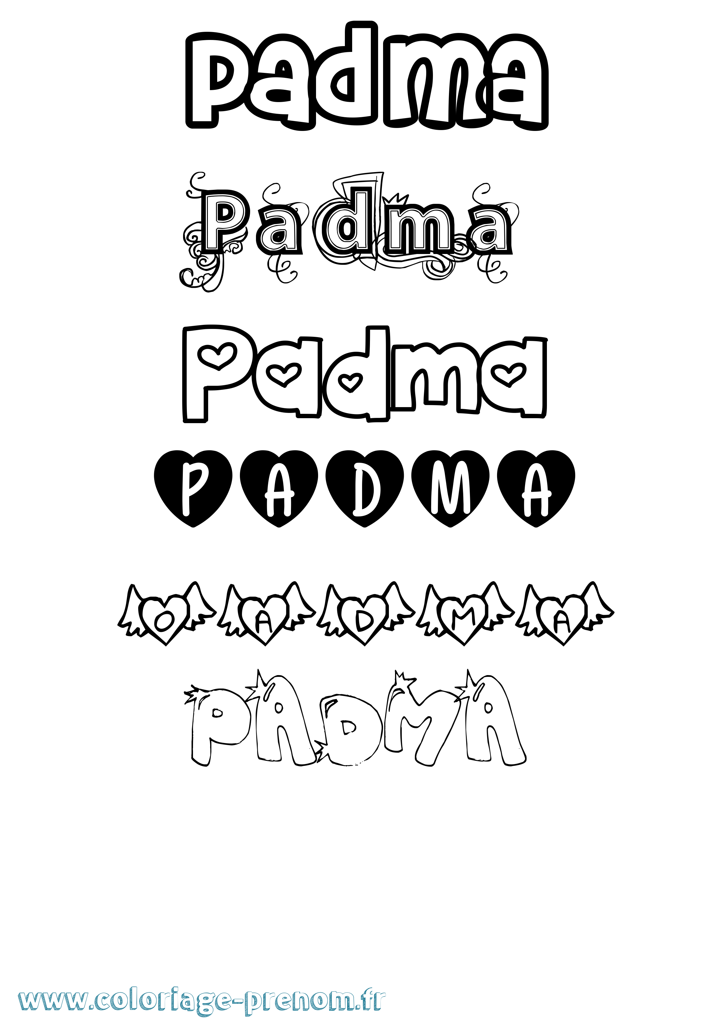 Coloriage Padma Girly Coloriage prénom Padma Girly