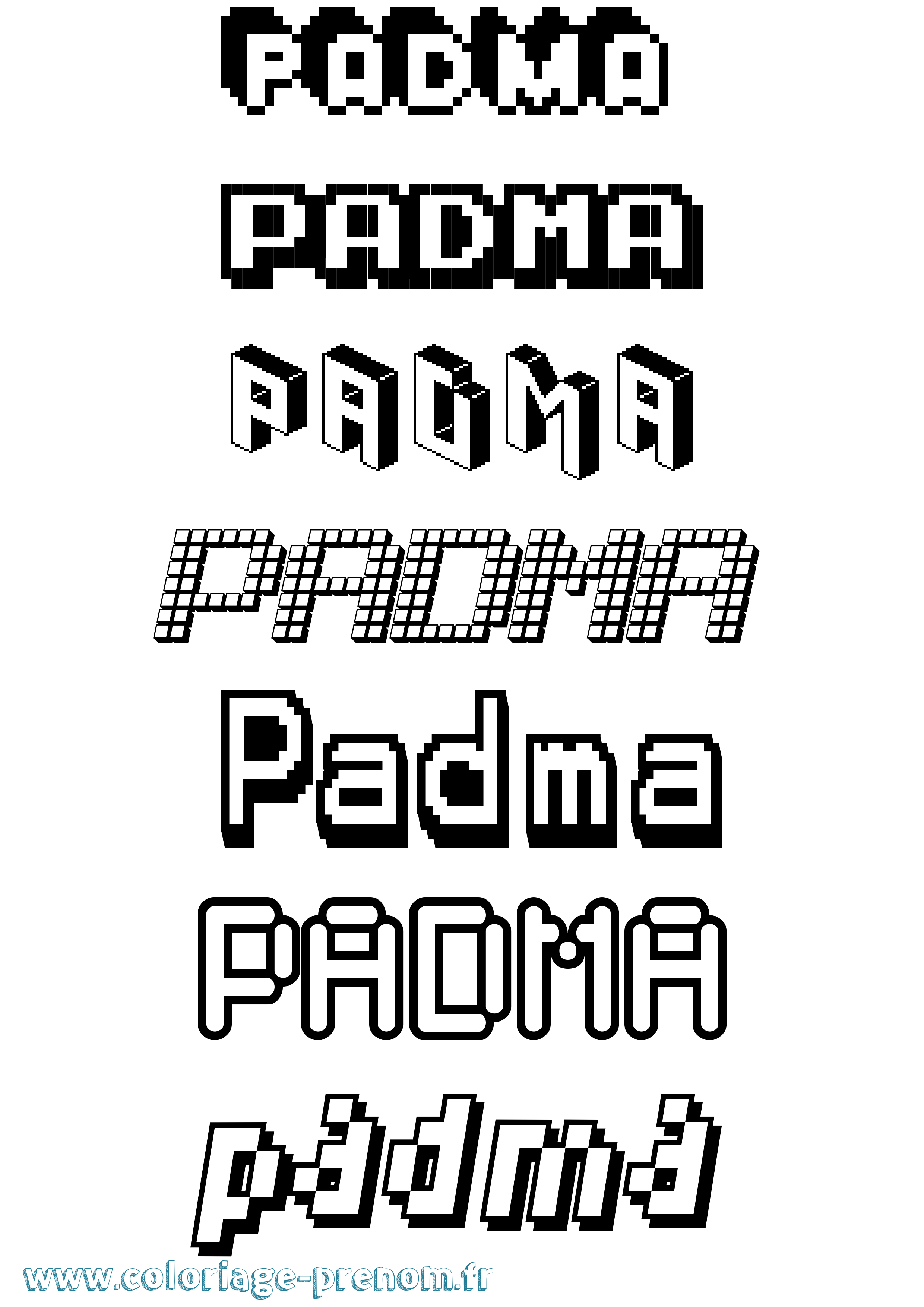Coloriage Padma Pixel Coloriage prénom Padma Pixel