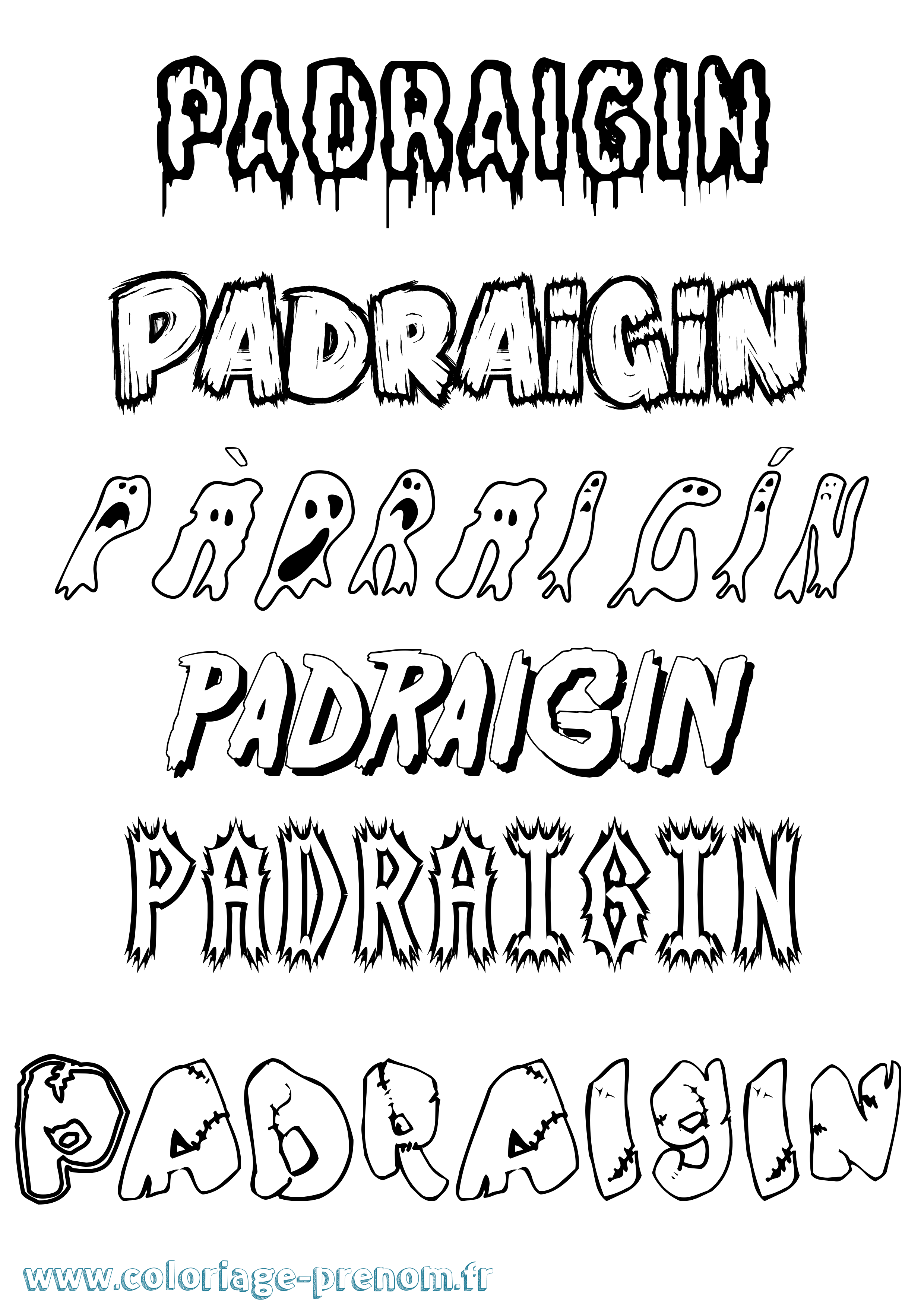 Coloriage Pàdraigín Frisson Coloriage prénom Pàdraigín Frisson