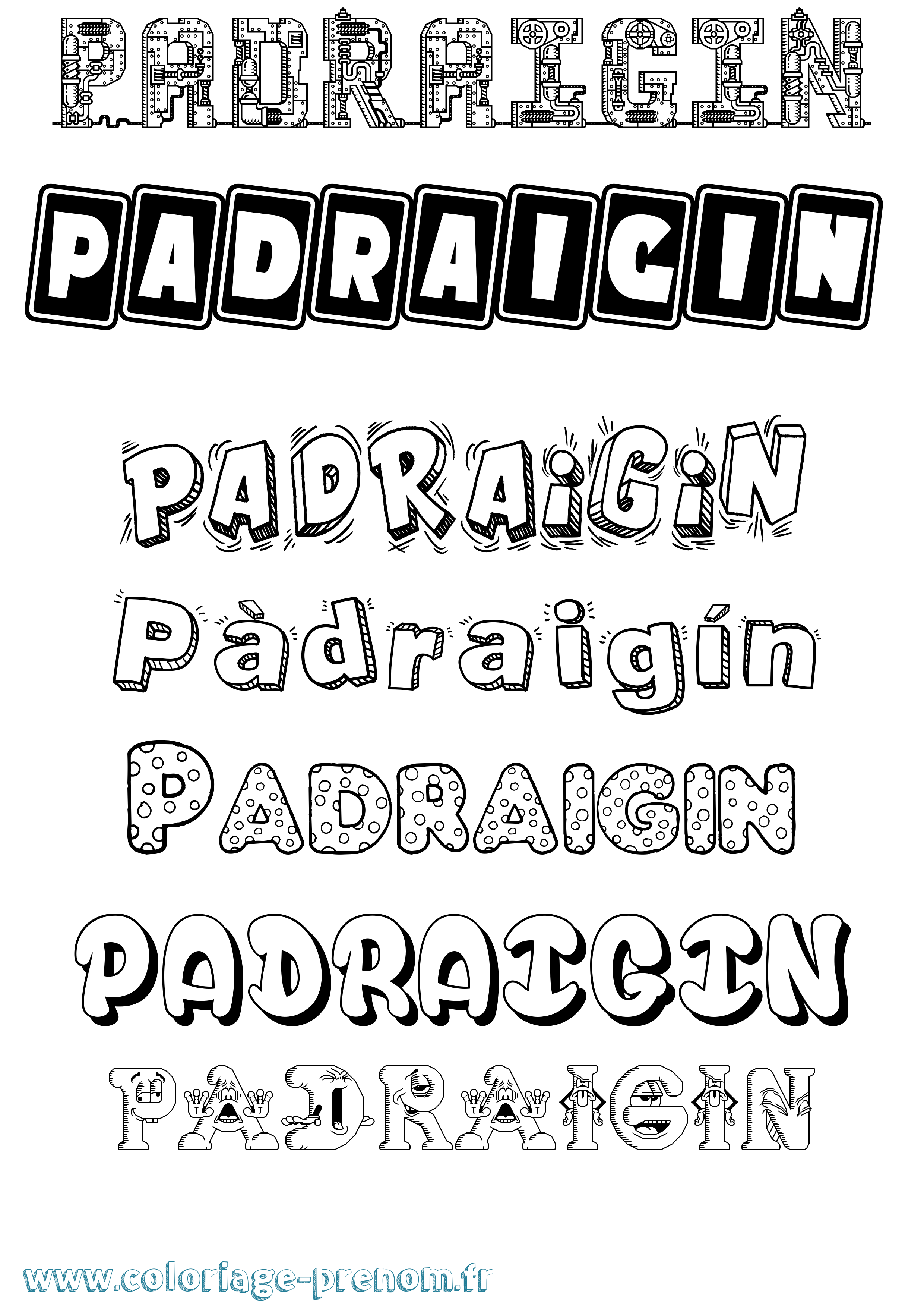 Coloriage Pàdraigín Fun Coloriage prénom Pàdraigín Fun