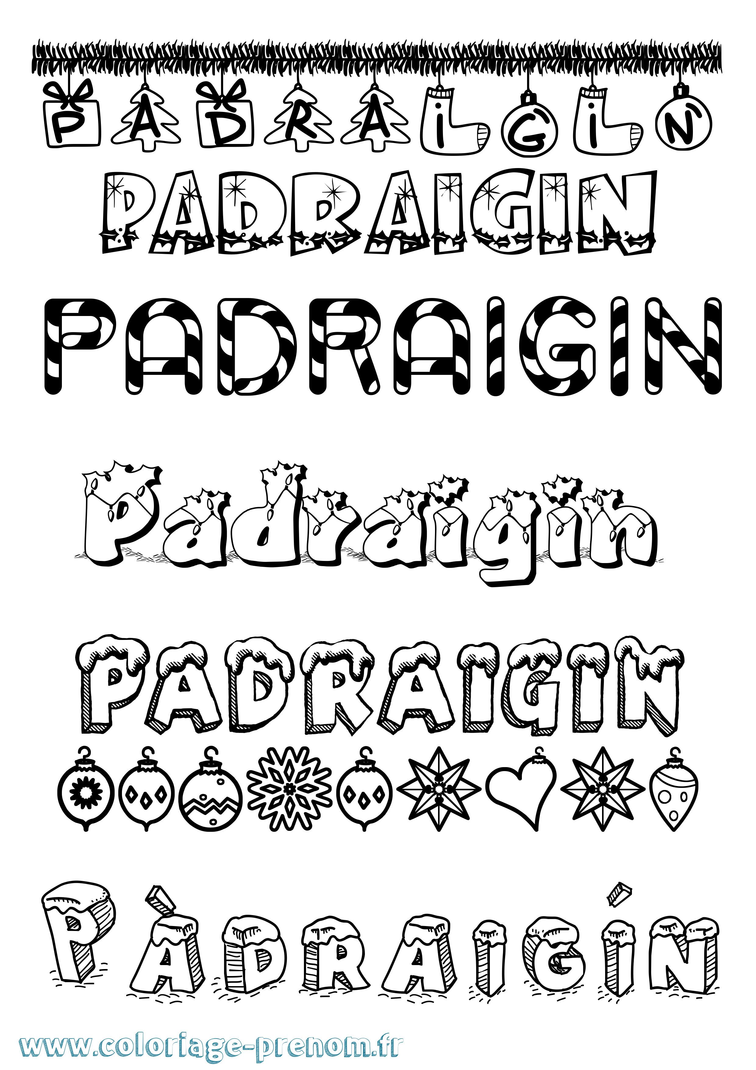 Coloriage Pàdraigín Noël Coloriage prénom Pàdraigín Noël