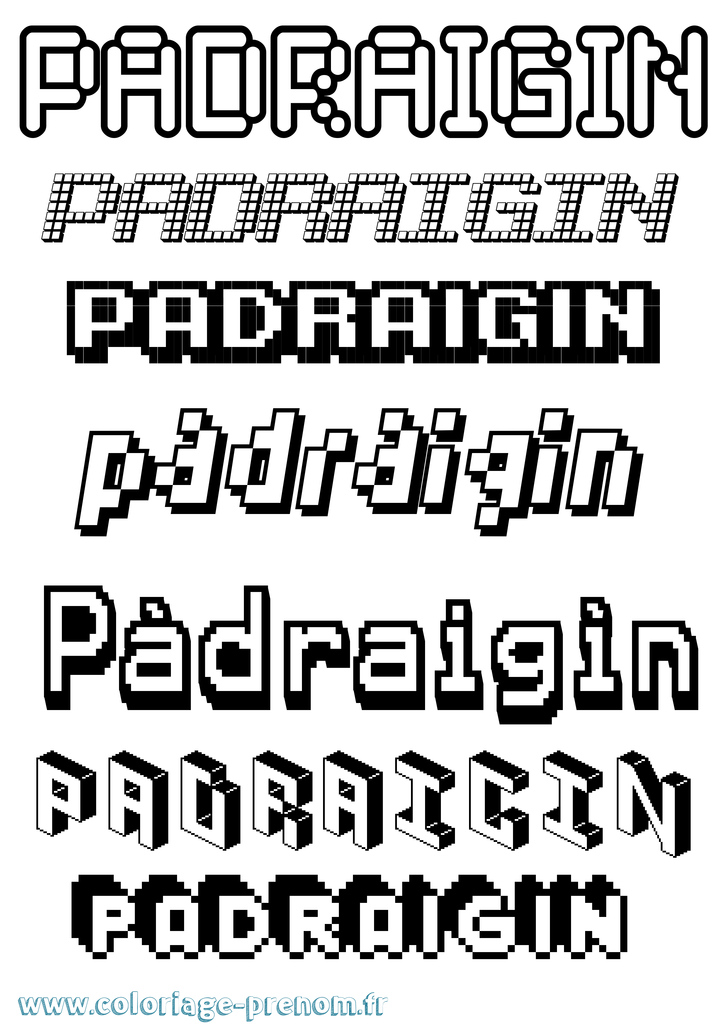 Coloriage Pàdraigín Pixel Coloriage prénom Pàdraigín Pixel