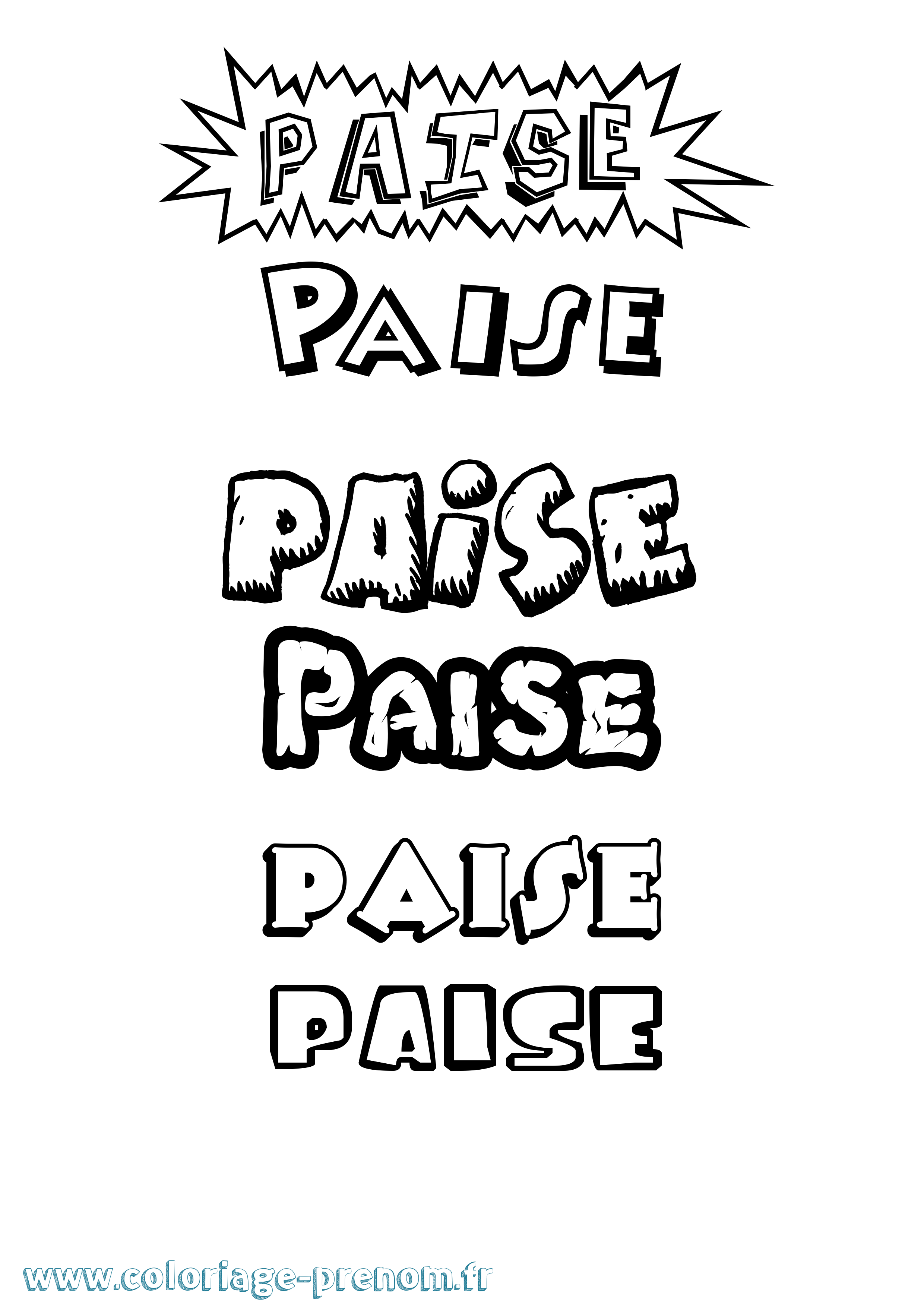 Coloriage Paise Dessin Animé Coloriage prénom Paise Dessin Animé