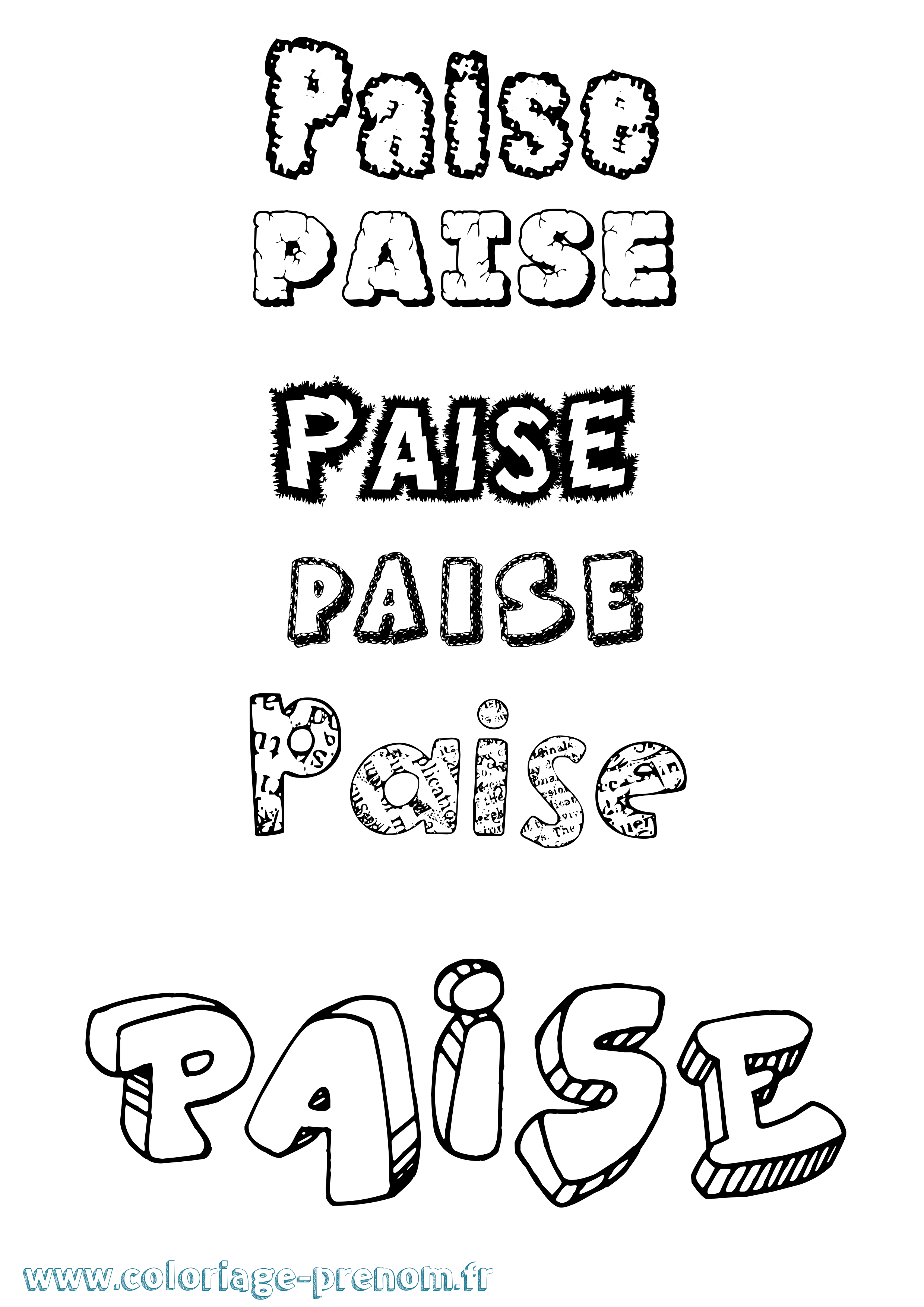 Coloriage Paise Destructuré Coloriage prénom Paise Destructuré