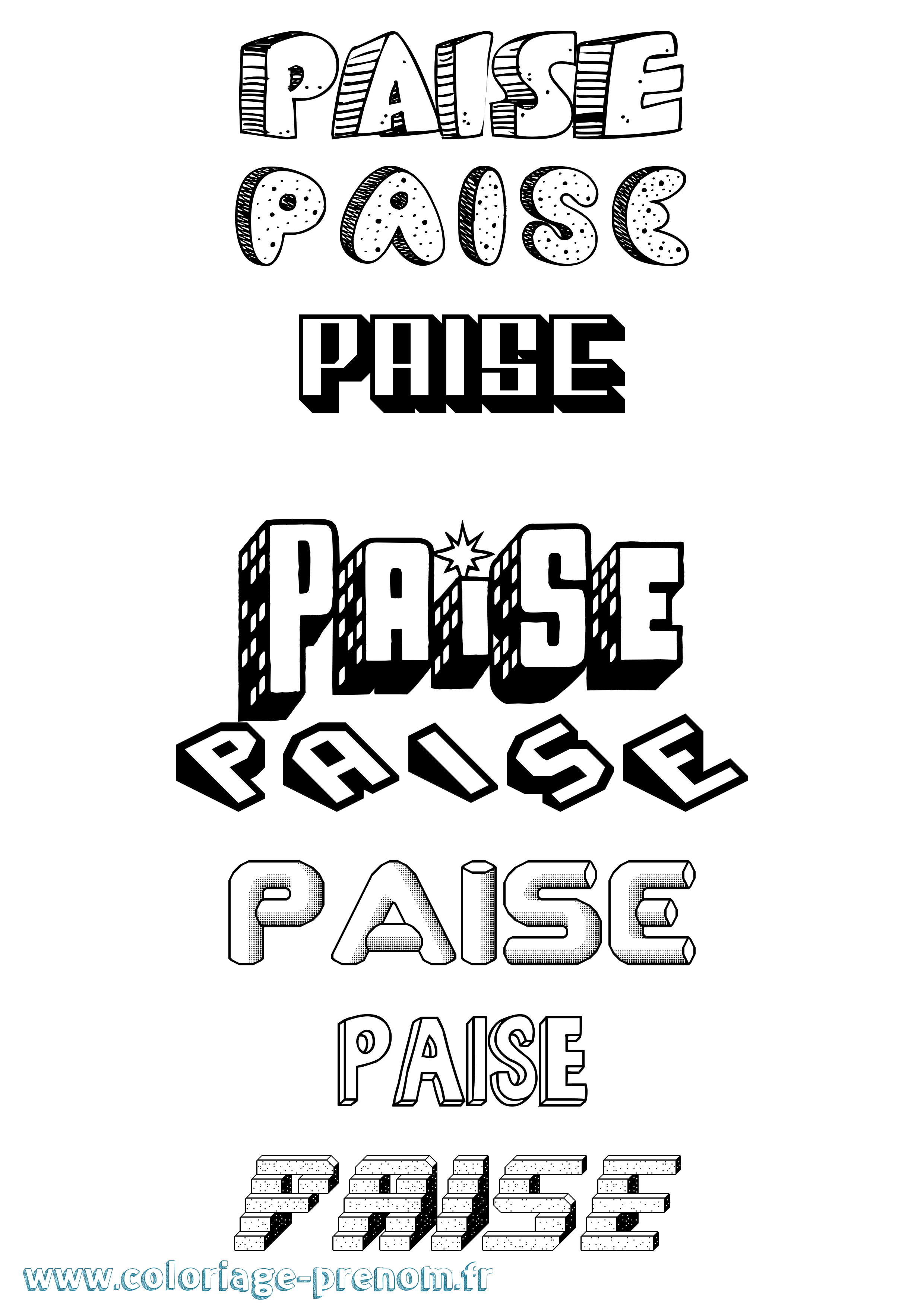 Coloriage Paise Effet 3D Coloriage prénom Paise Effet 3D