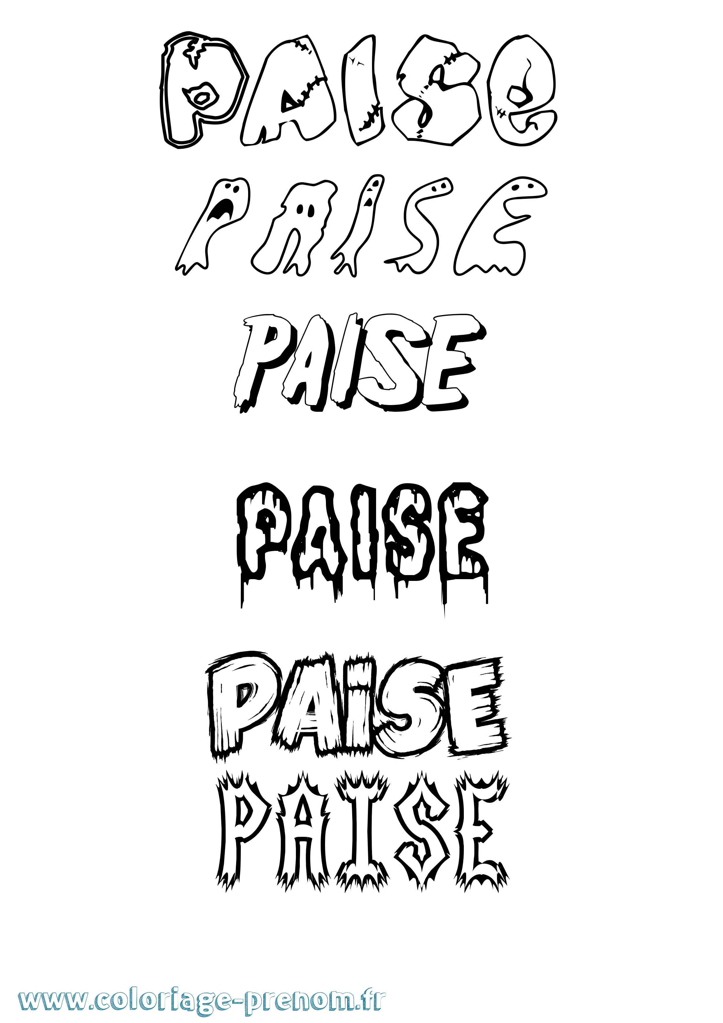 Coloriage Paise Frisson Coloriage prénom Paise Frisson