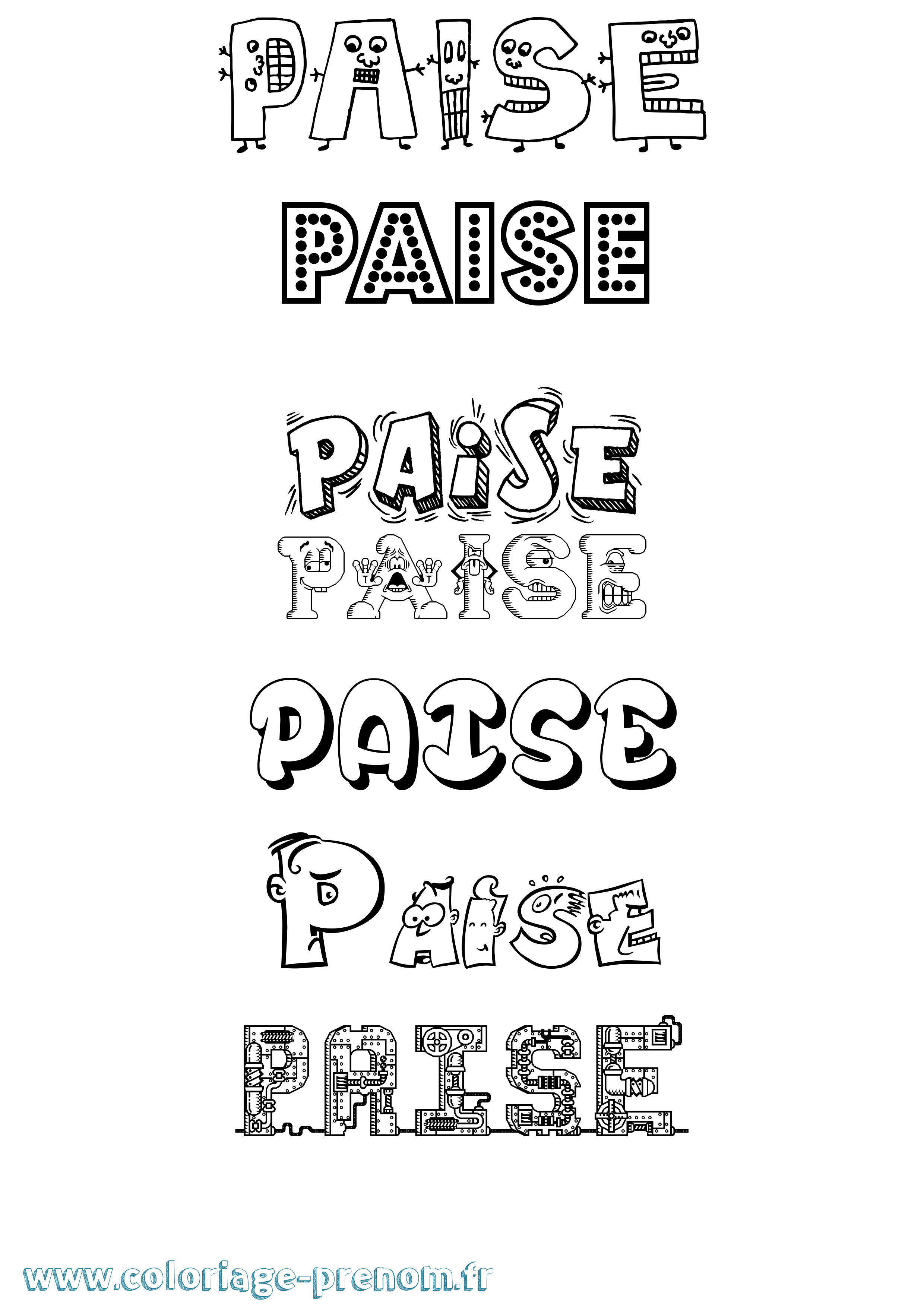 Coloriage Paise Fun Coloriage prénom Paise Fun