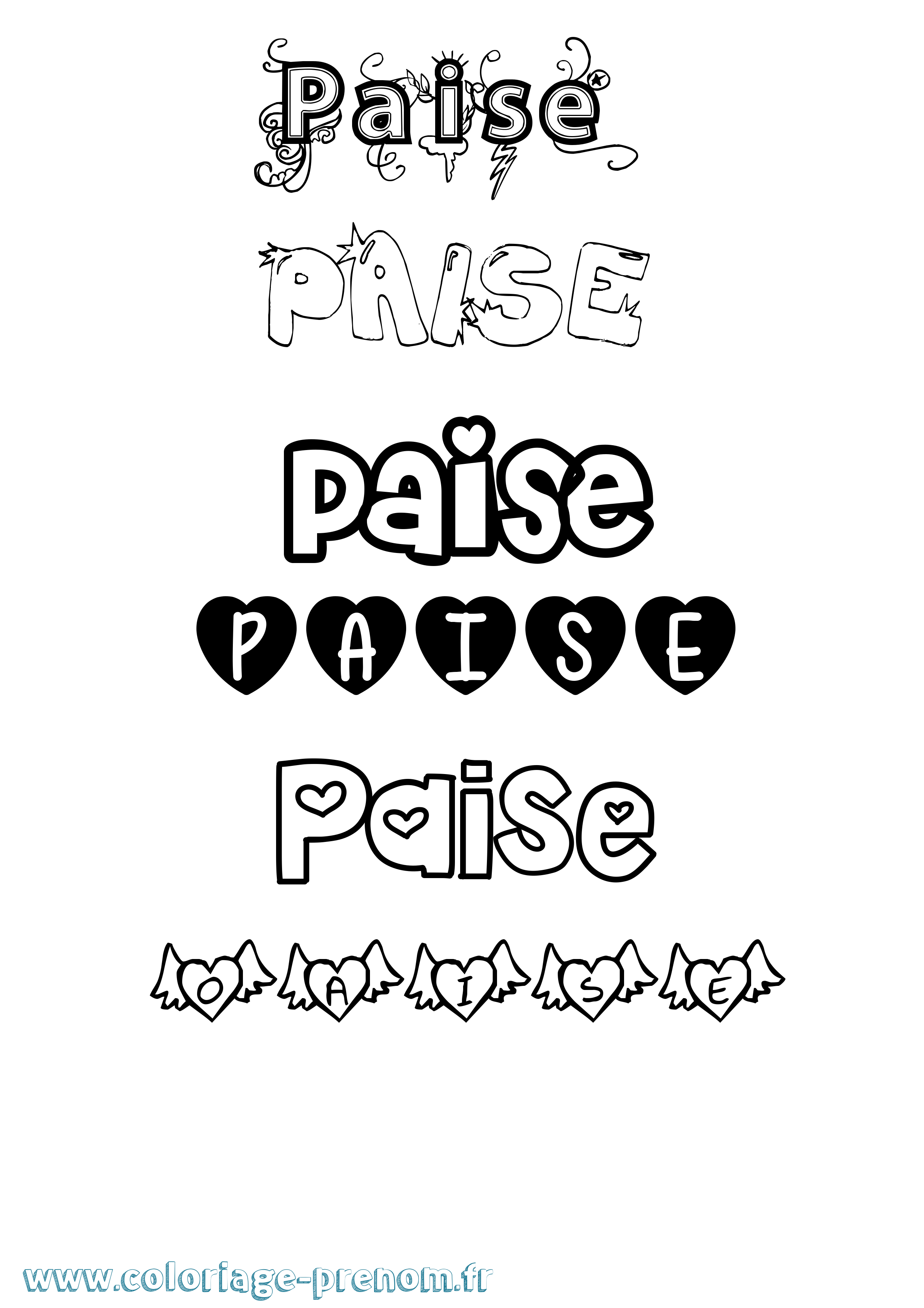 Coloriage Paise Girly Coloriage prénom Paise Girly