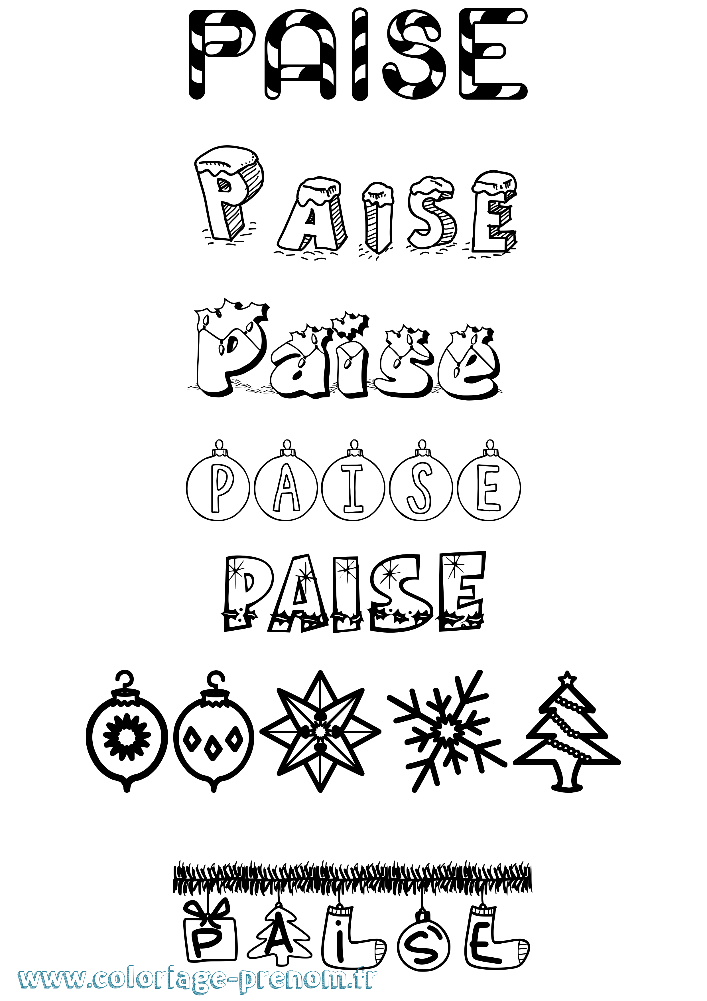Coloriage Paise Noël Coloriage prénom Paise Noël