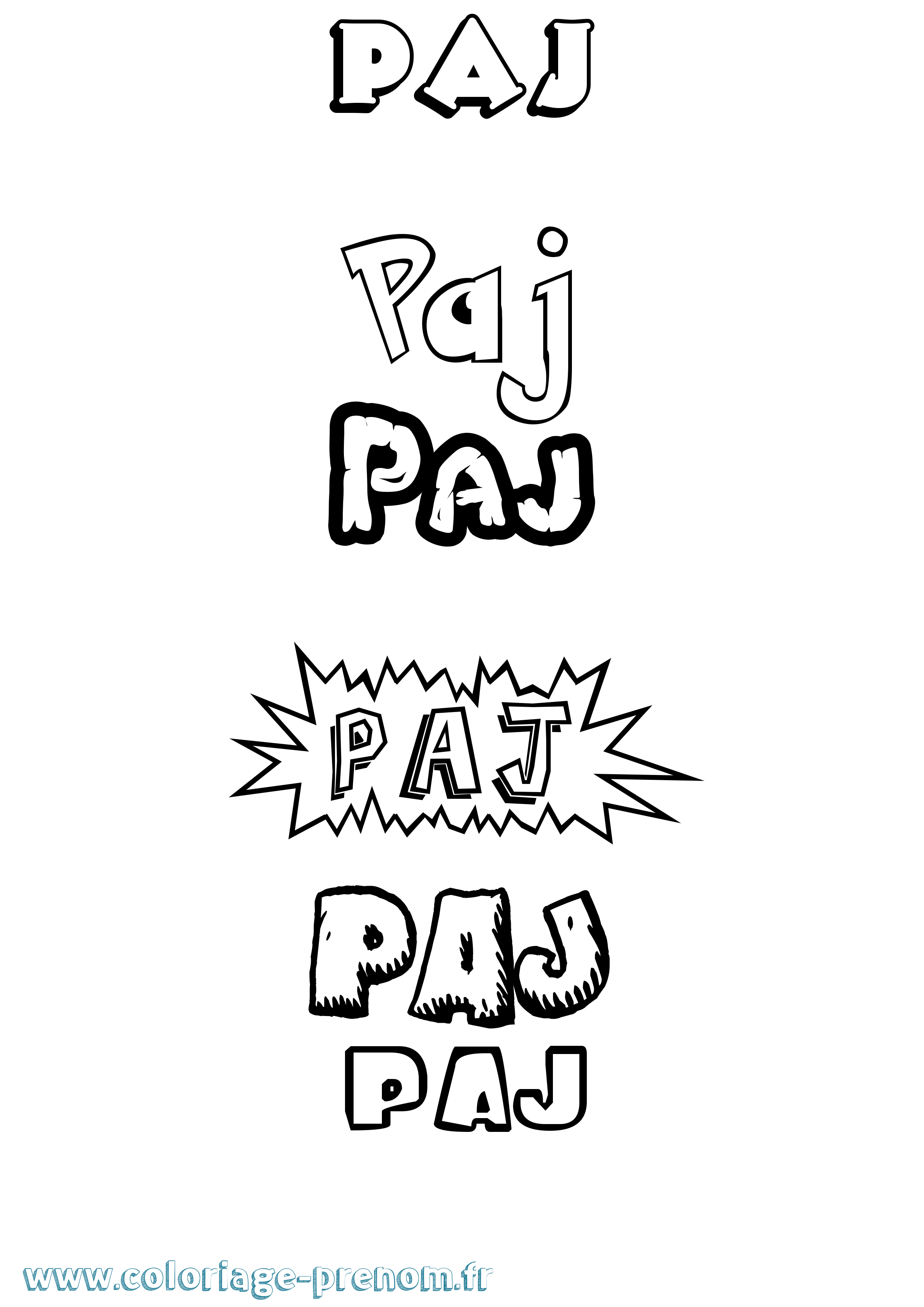 Coloriage Paj Dessin Animé Coloriage prénom Paj Dessin Animé