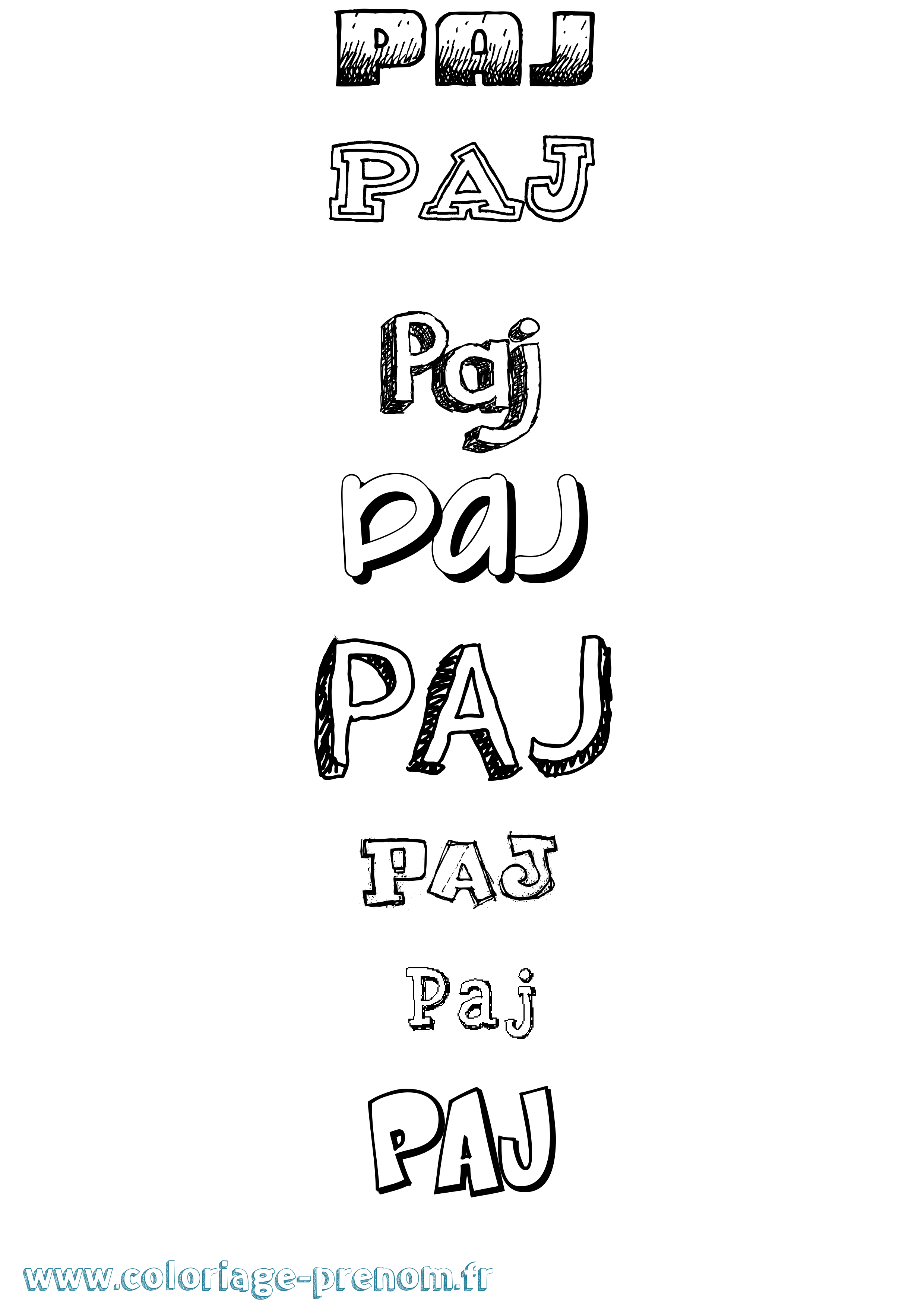 Coloriage Paj Dessiné Coloriage prénom Paj Dessiné