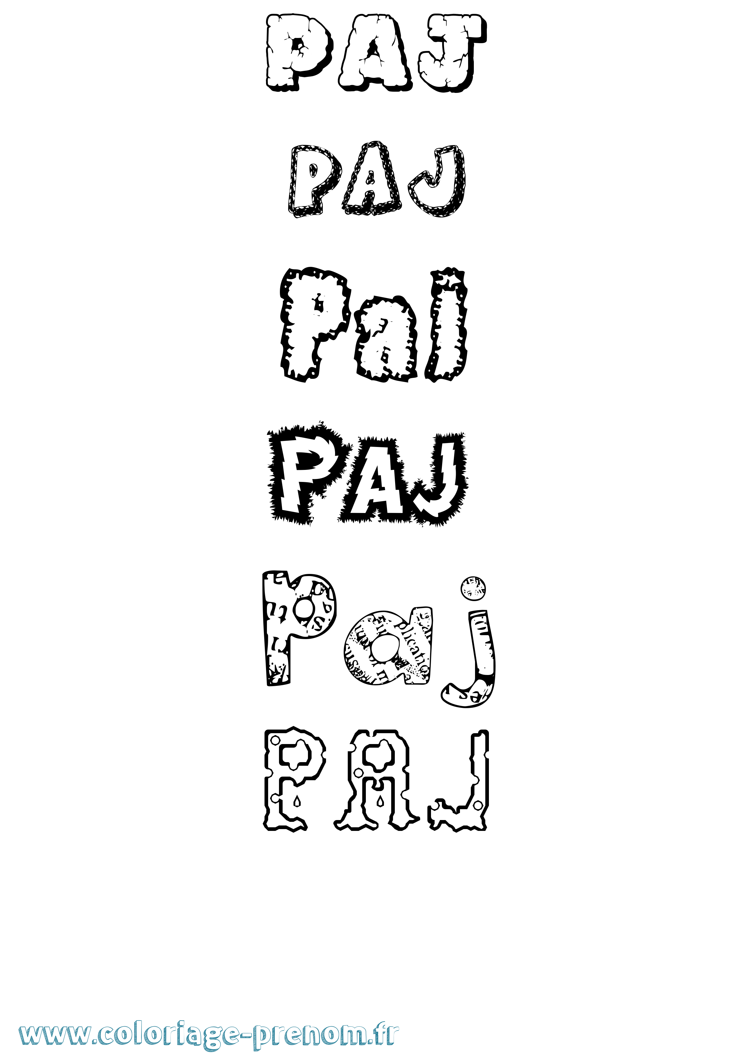 Coloriage Paj Destructuré Coloriage prénom Paj Destructuré