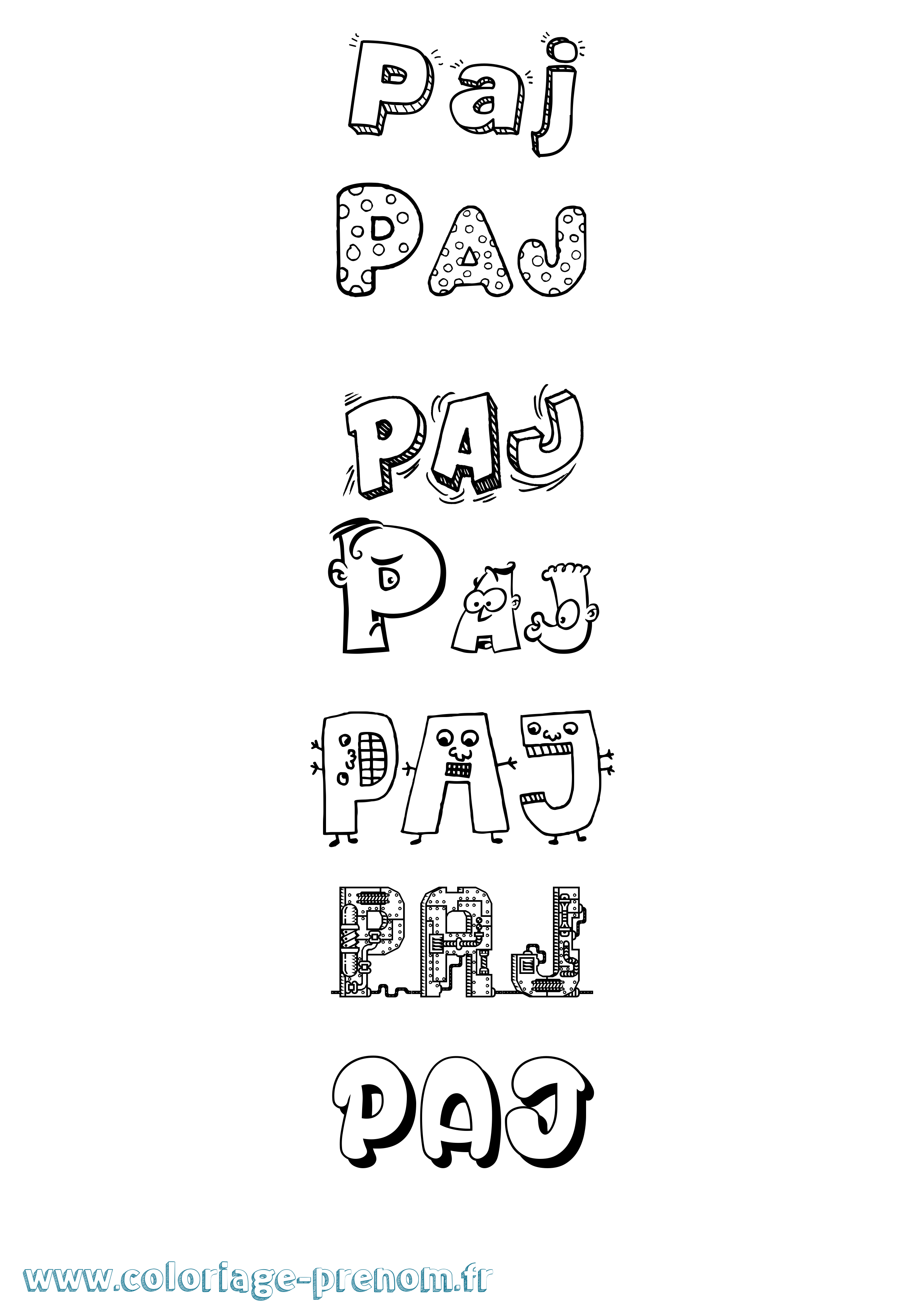 Coloriage Paj Fun Coloriage prénom Paj Fun
