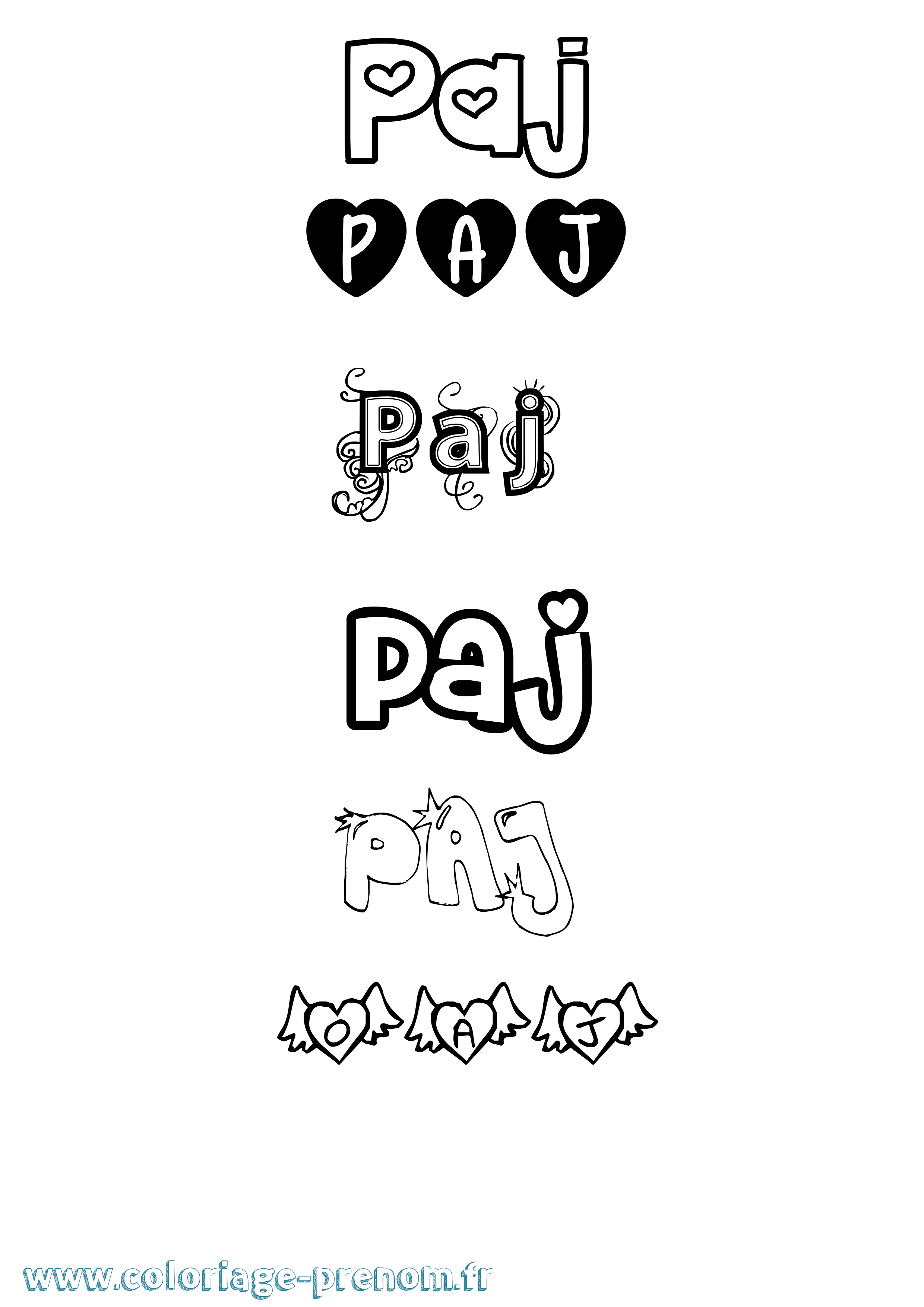 Coloriage Paj Girly Coloriage prénom Paj Girly