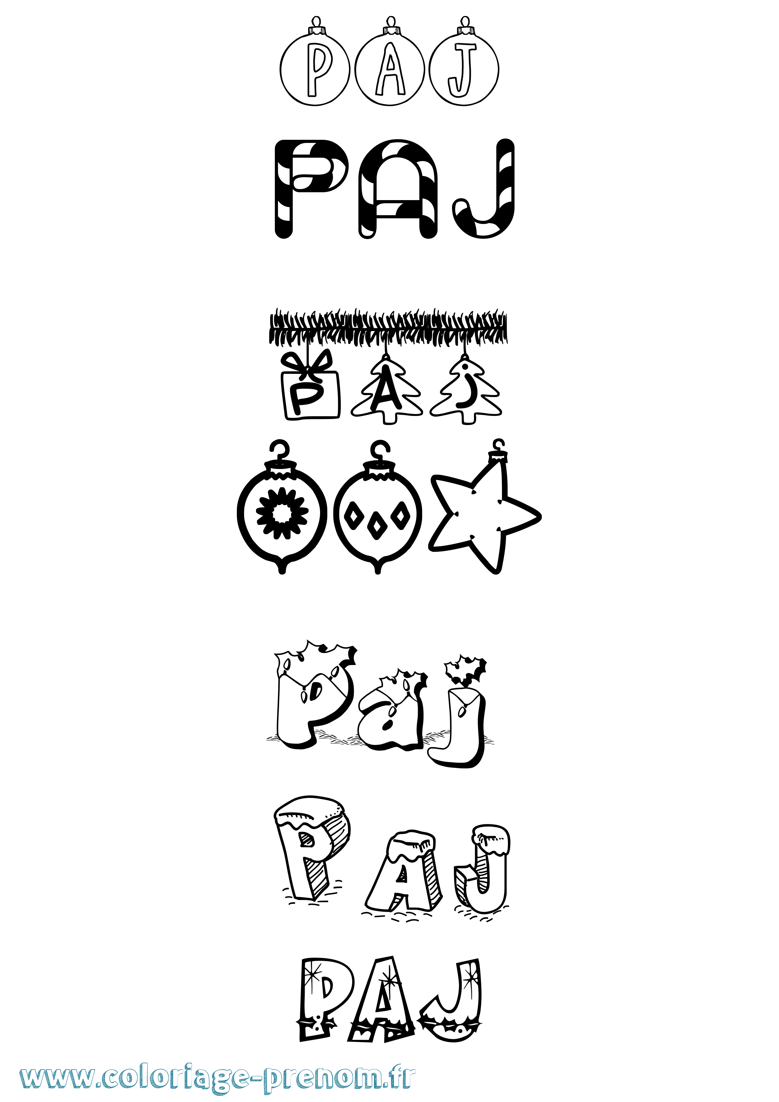 Coloriage Paj Noël Coloriage prénom Paj Noël