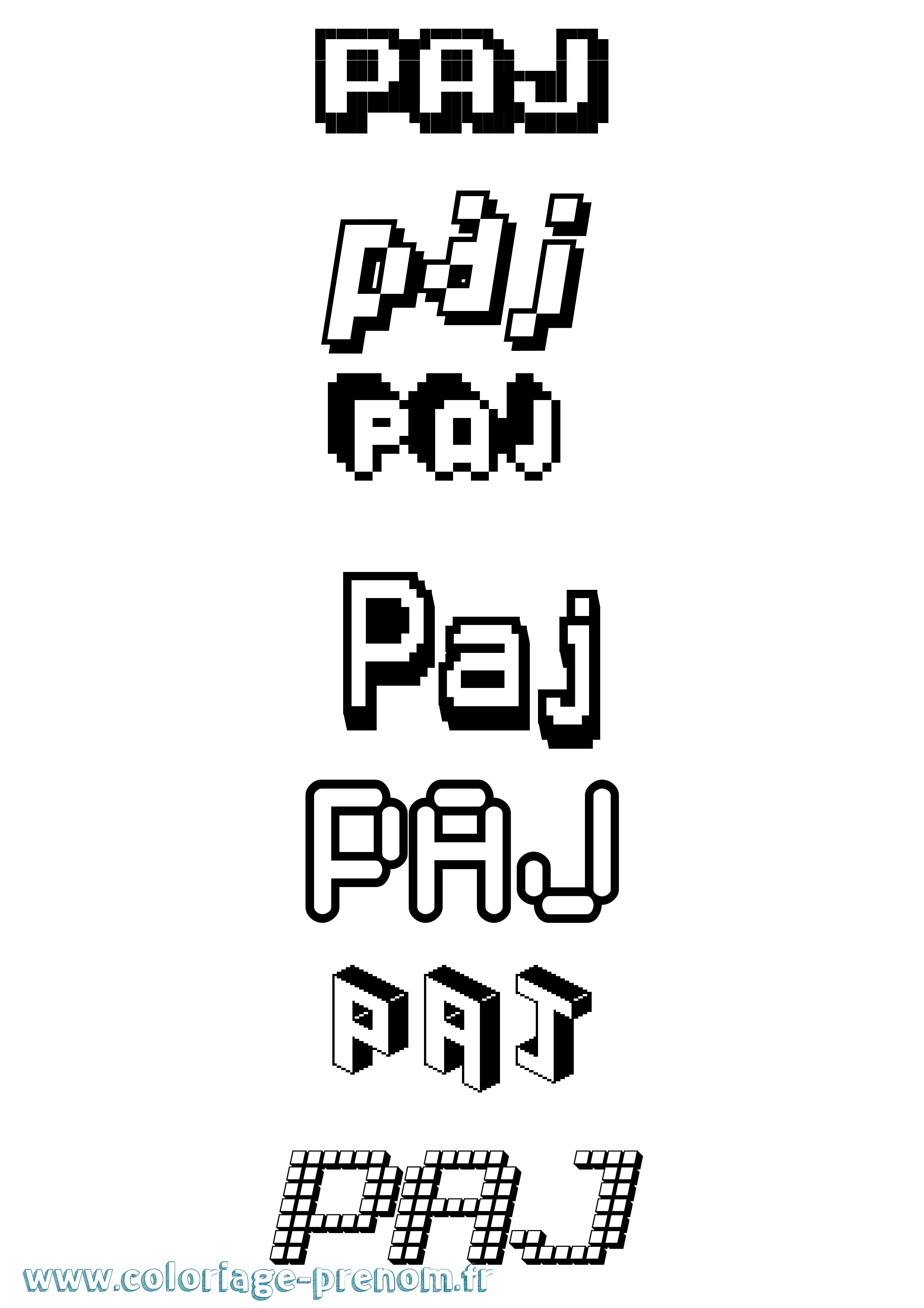 Coloriage Paj Pixel Coloriage prénom Paj Pixel
