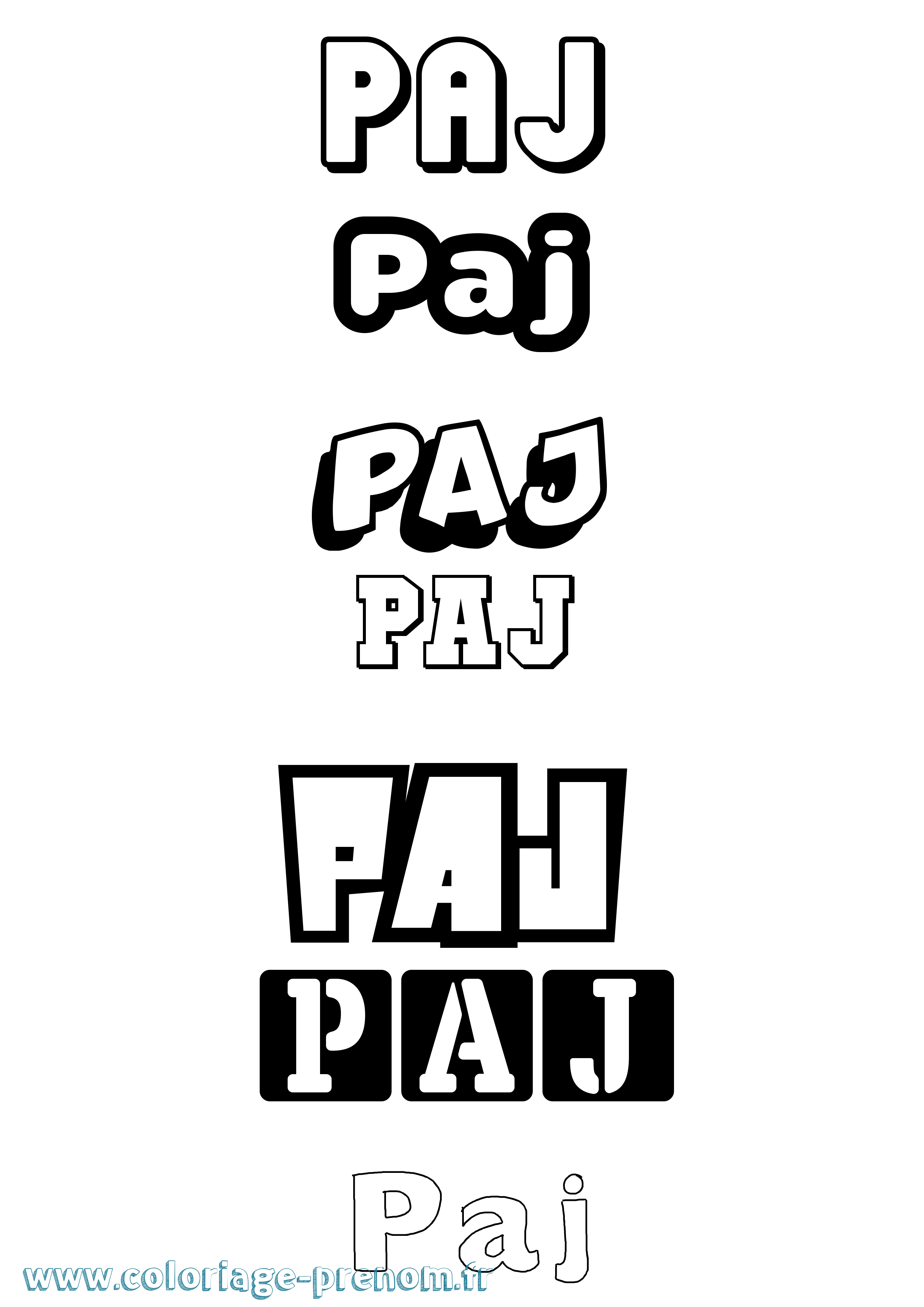 Coloriage Paj Simple Coloriage prénom Paj Simple