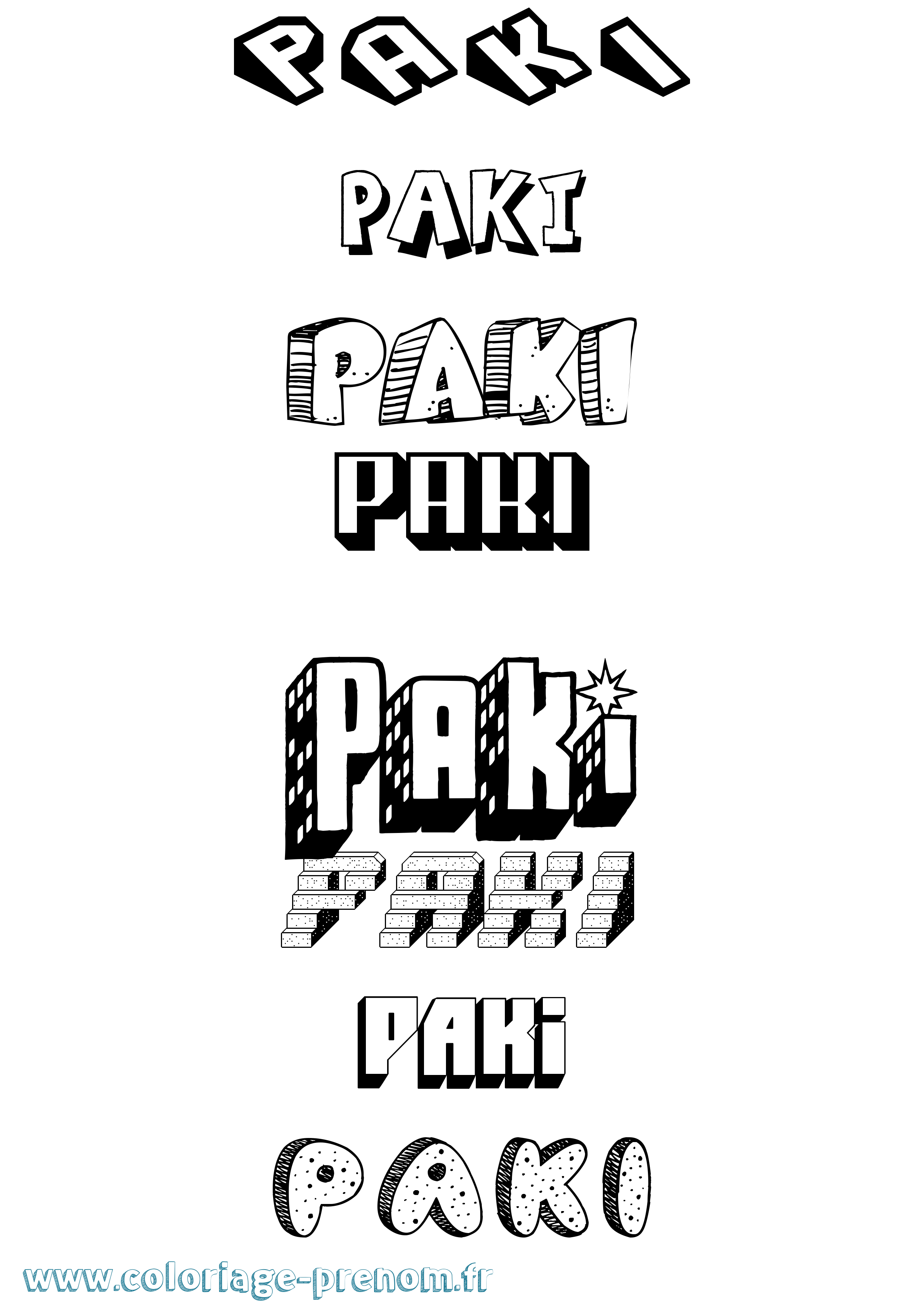 Coloriage Paki Effet 3D Coloriage prénom Paki Effet 3D