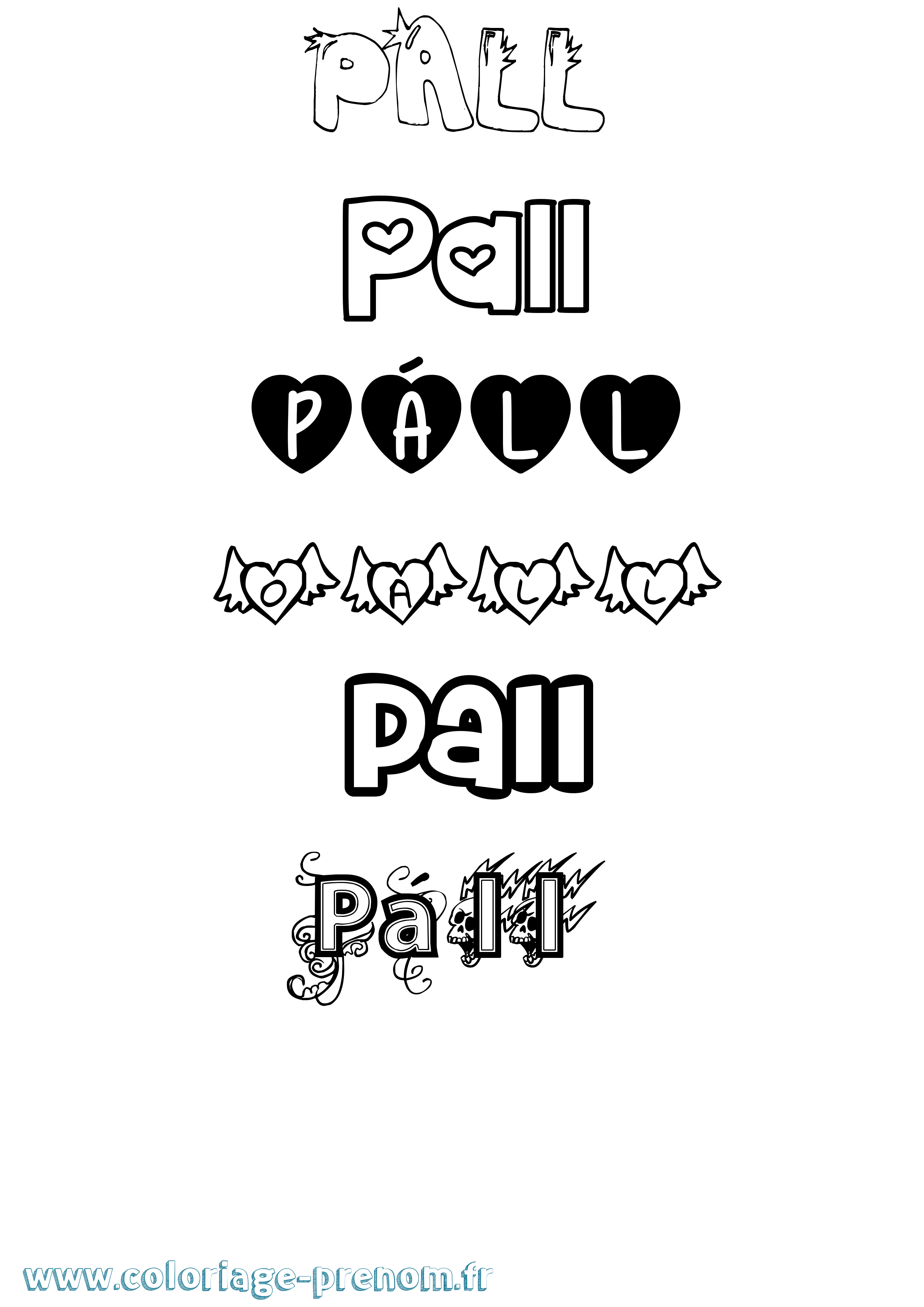 Coloriage Páll Girly Coloriage prénom Páll Girly