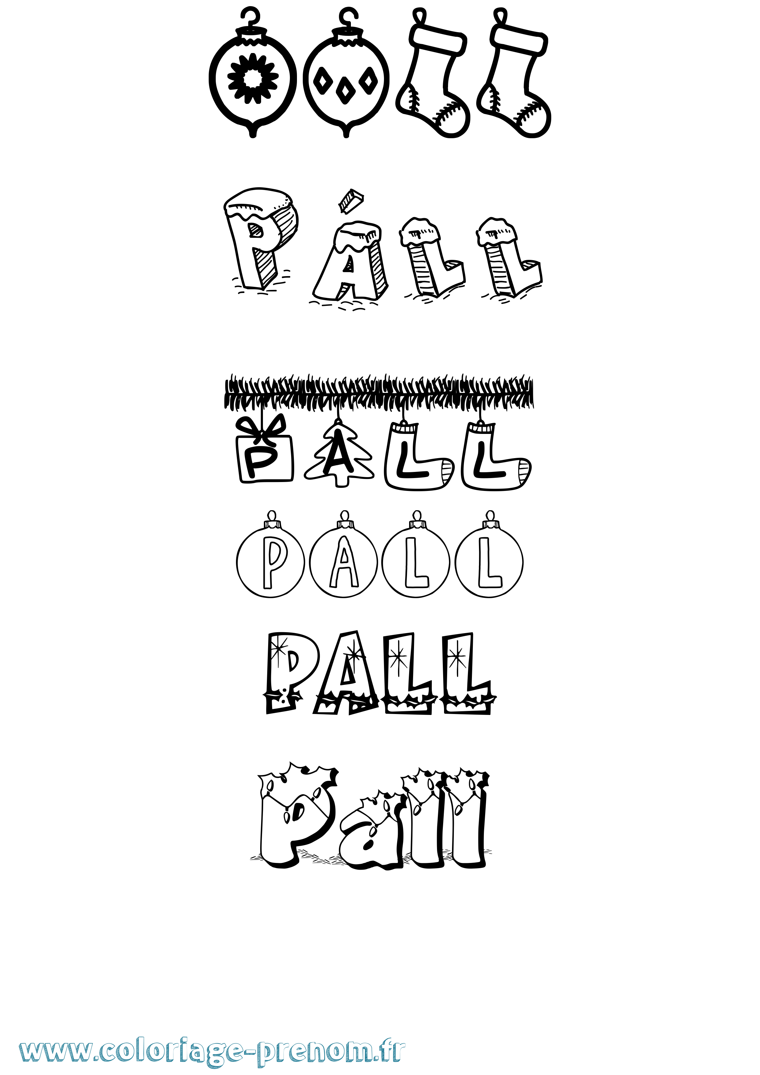 Coloriage Páll Noël Coloriage prénom Páll Noël