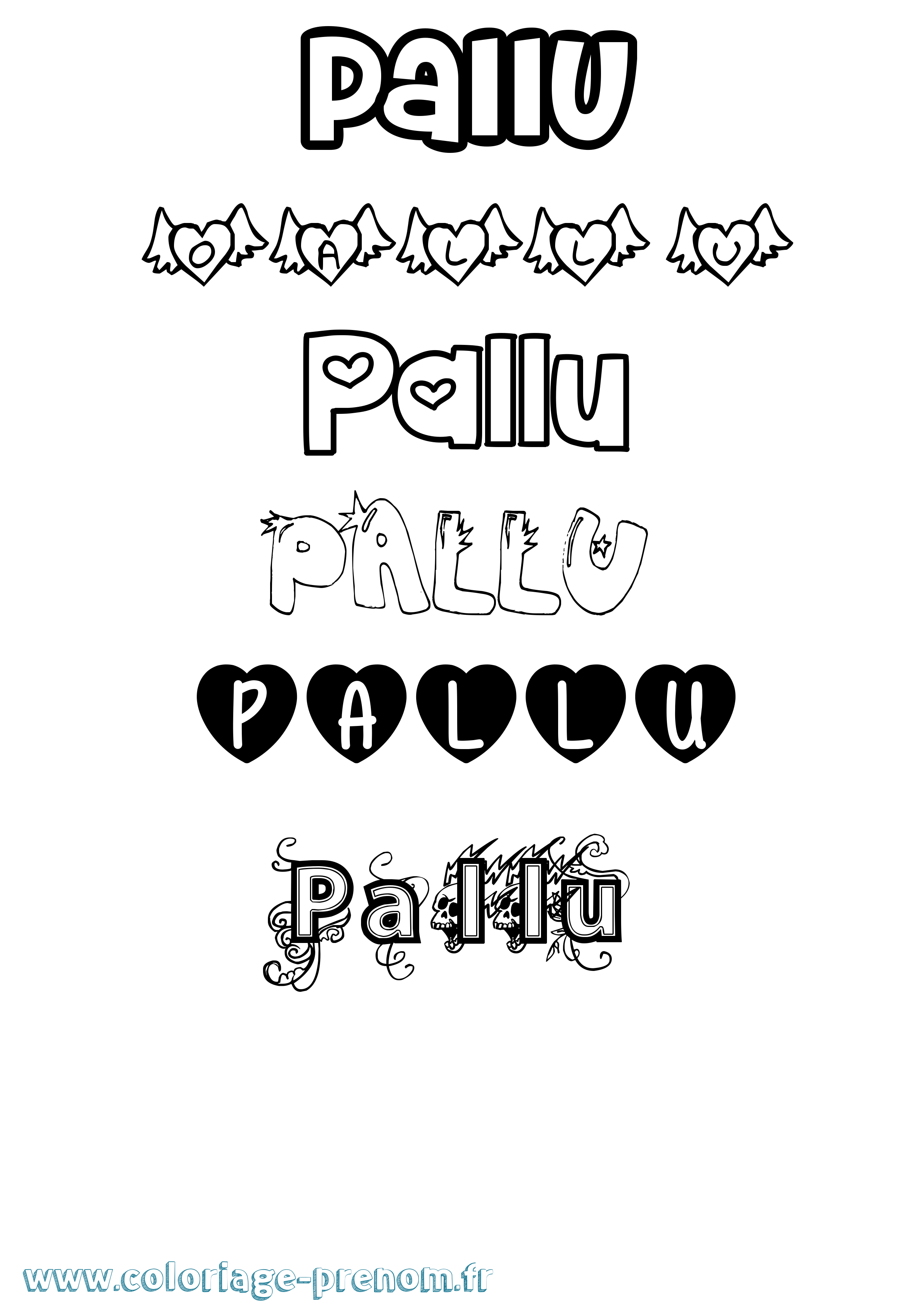Coloriage Pallu Girly Coloriage prénom Pallu Girly