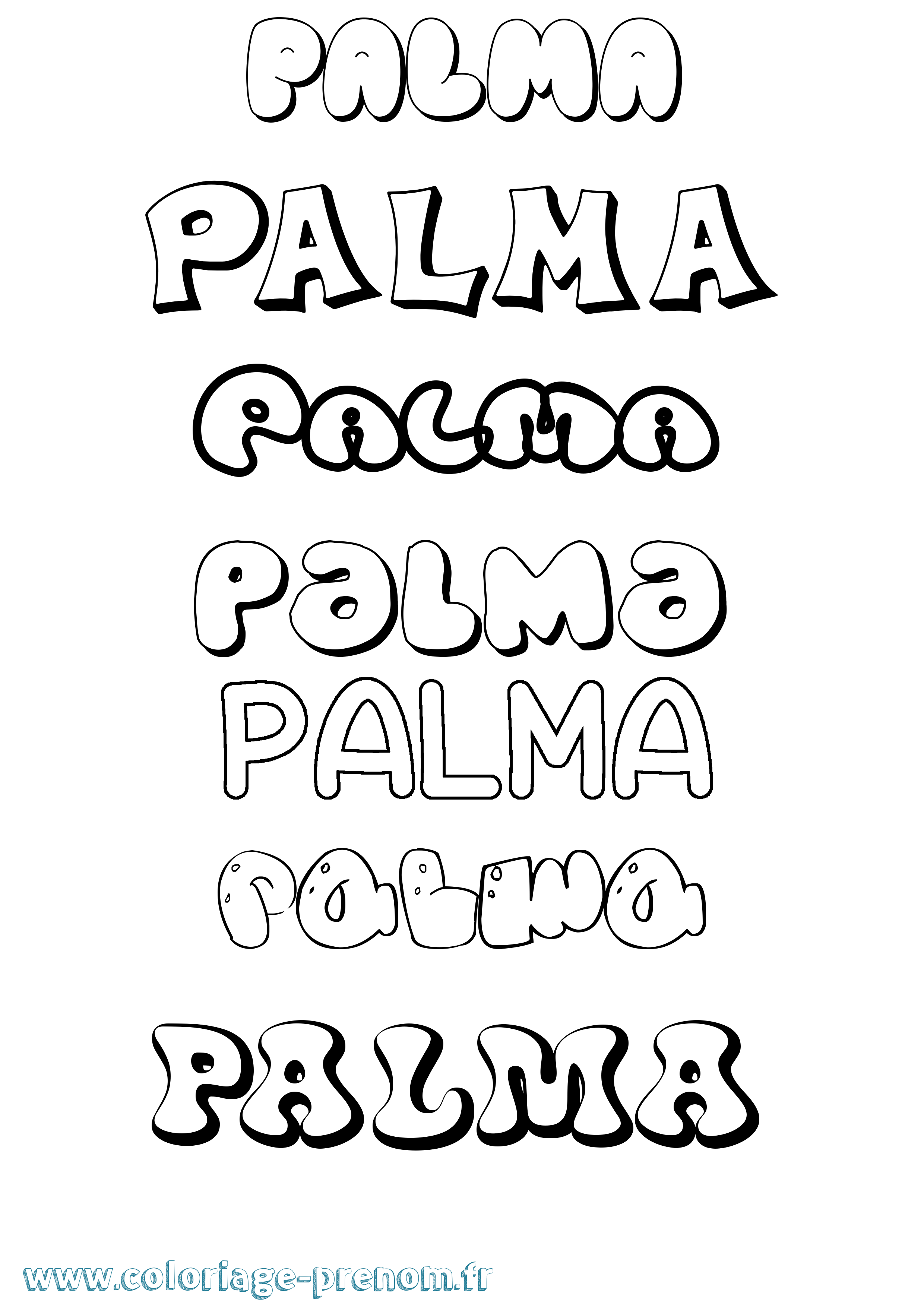 Coloriage Palma Bubble Coloriage prénom Palma Bubble