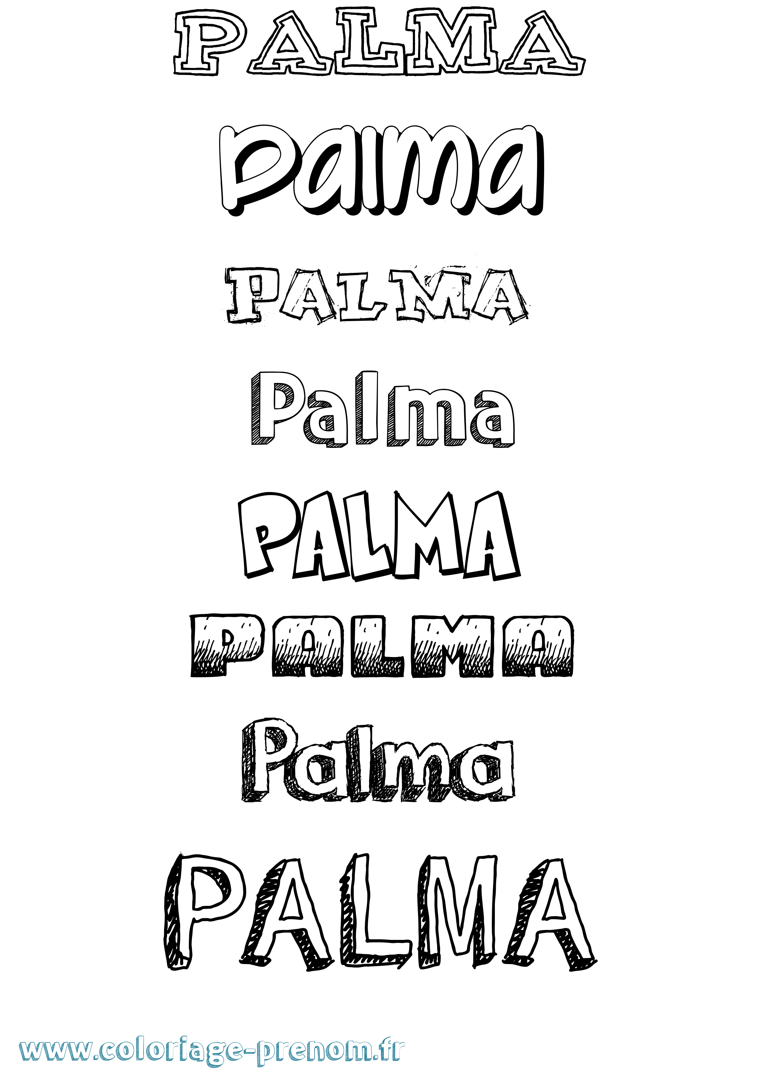 Coloriage Palma Dessiné Coloriage prénom Palma Dessiné